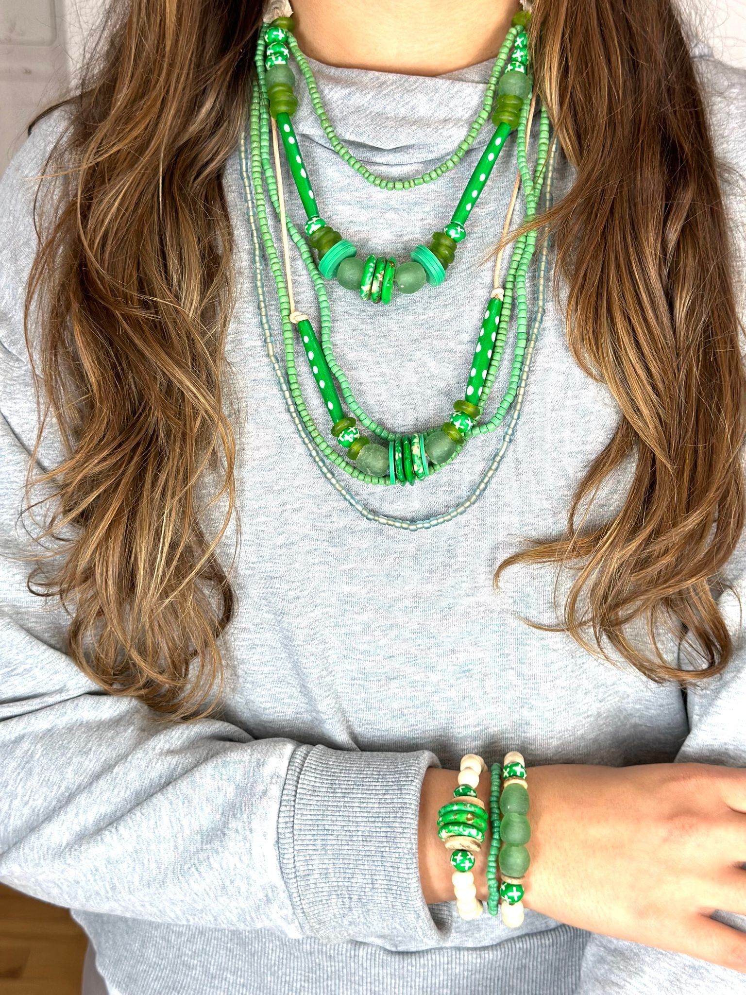 Trio Stack Bracelet Set | Green