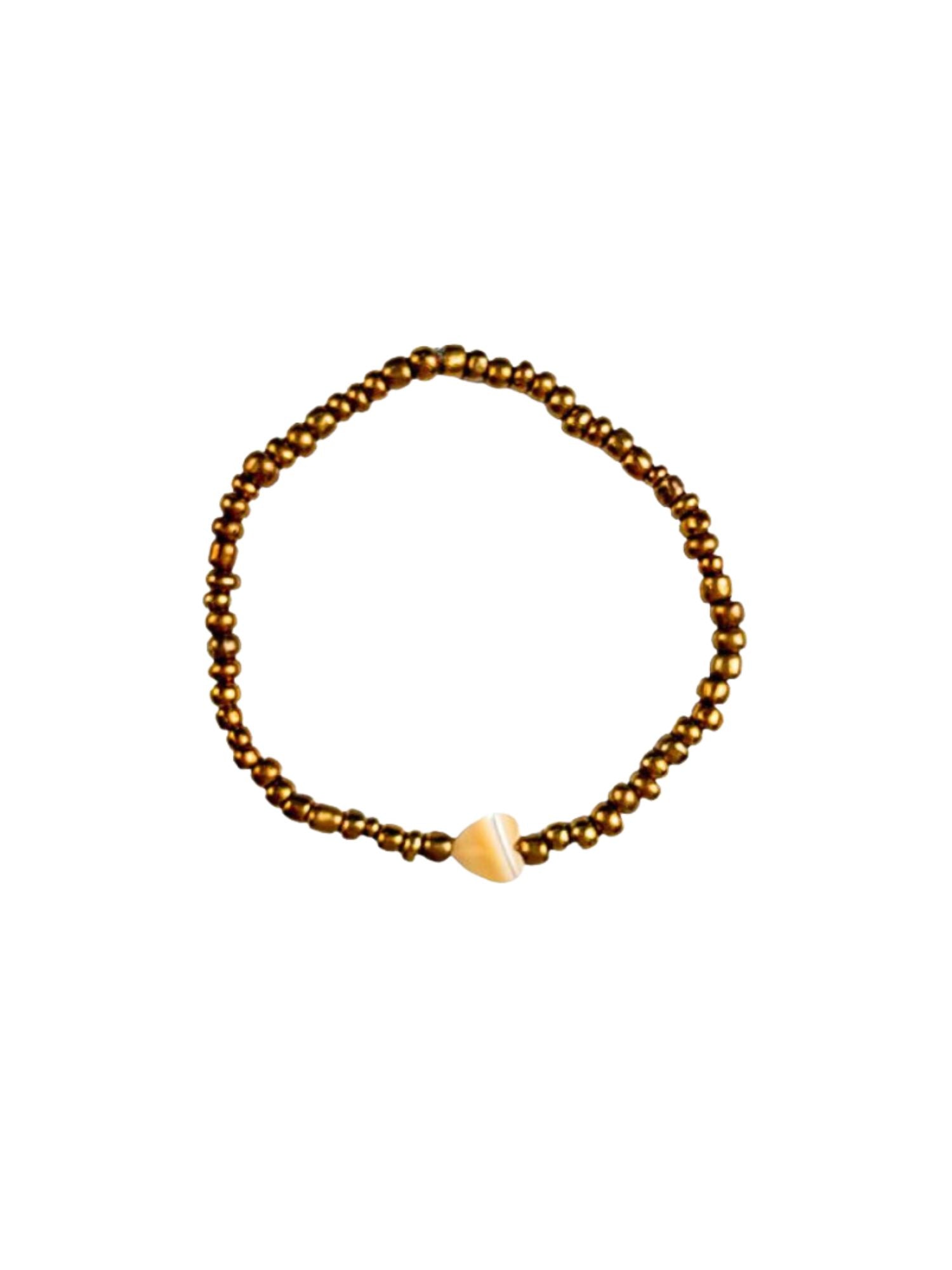 Simple Seed Bracelet | Gold Heart