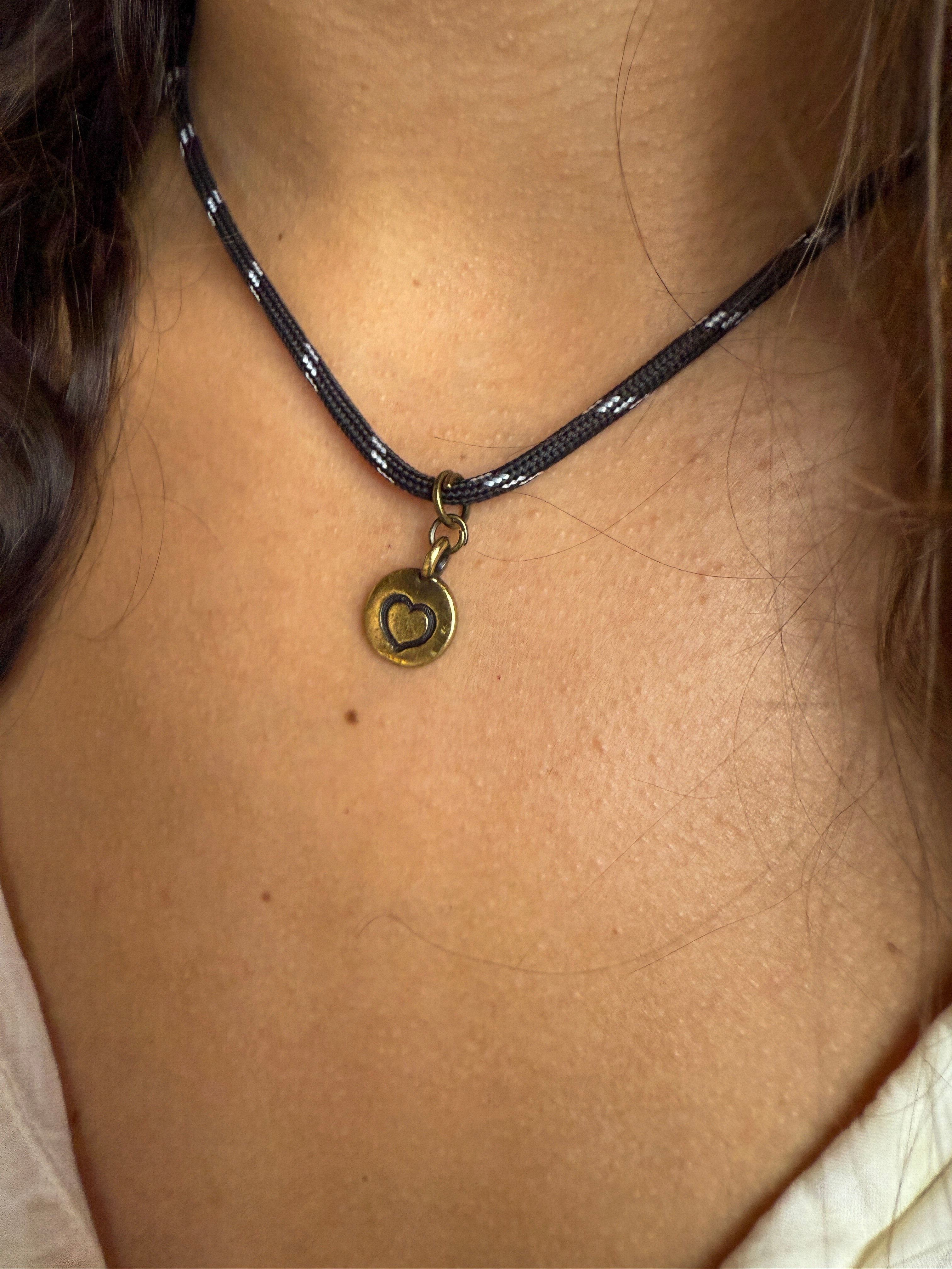 Rope Heart Necklace | Navy | Final Sale