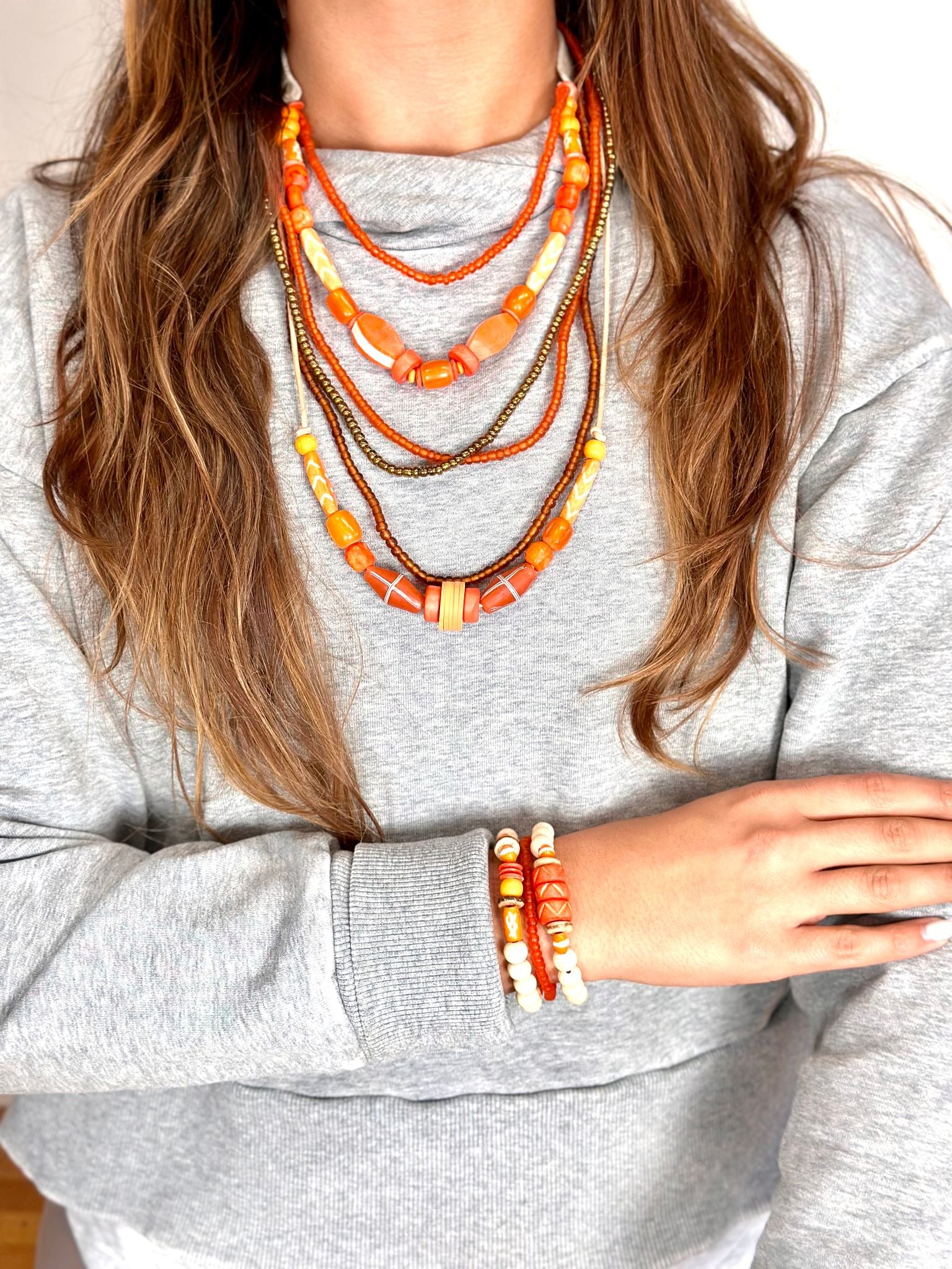 Layer Necklace Set | Orange