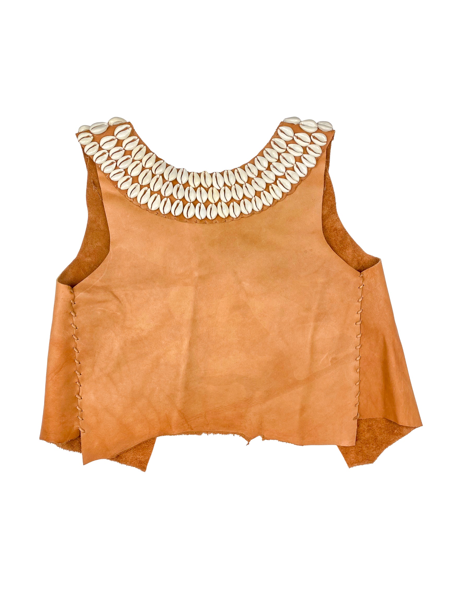 Rocio G Cowrie Vest | Leather Camel