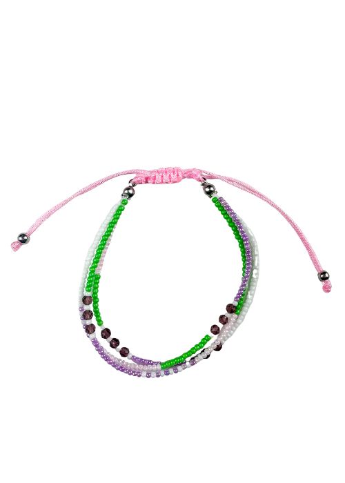 Eras Seed Layered Bracelet | Green & Pink