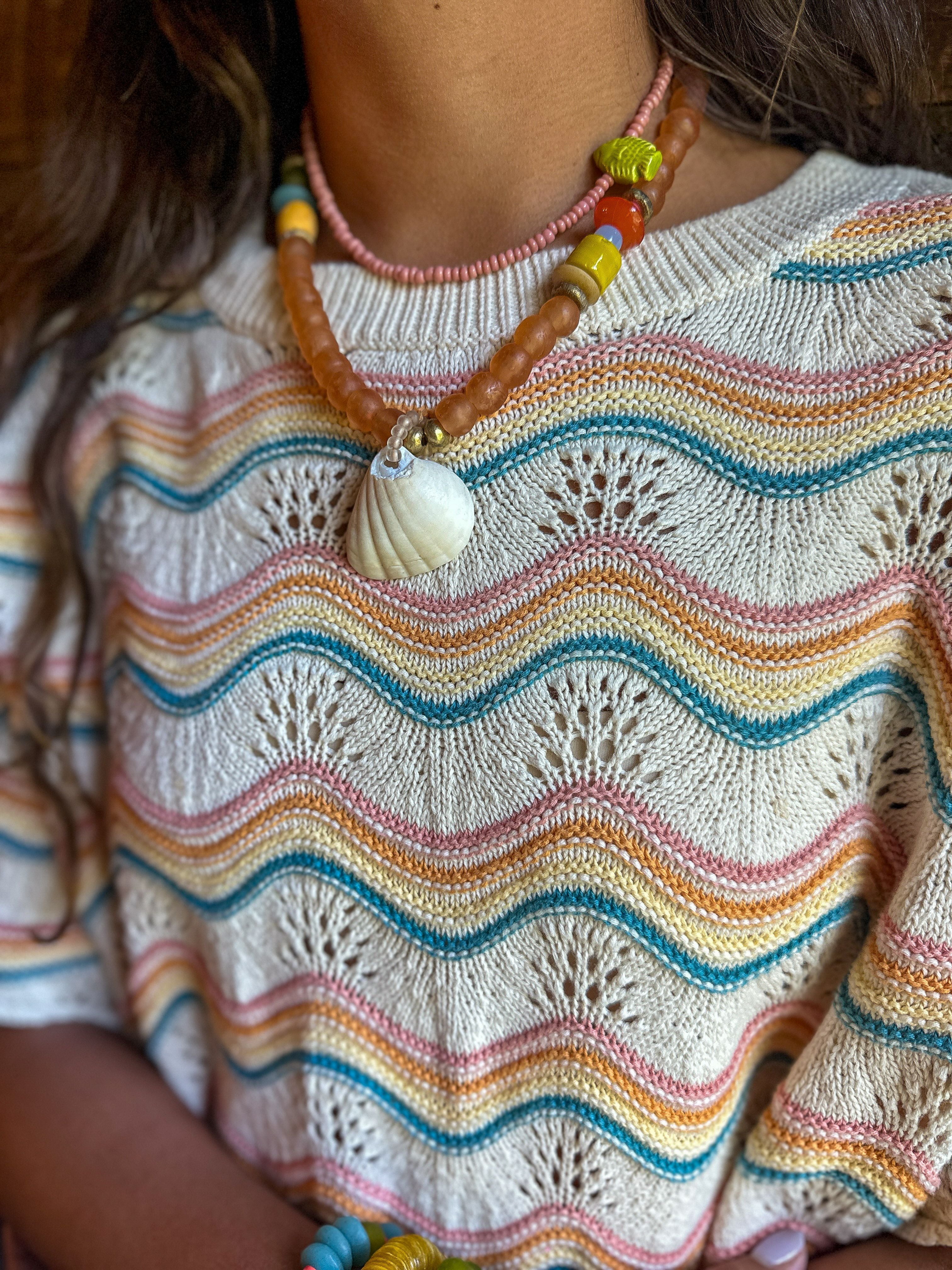 Seed Fish Necklace | Coral Blush