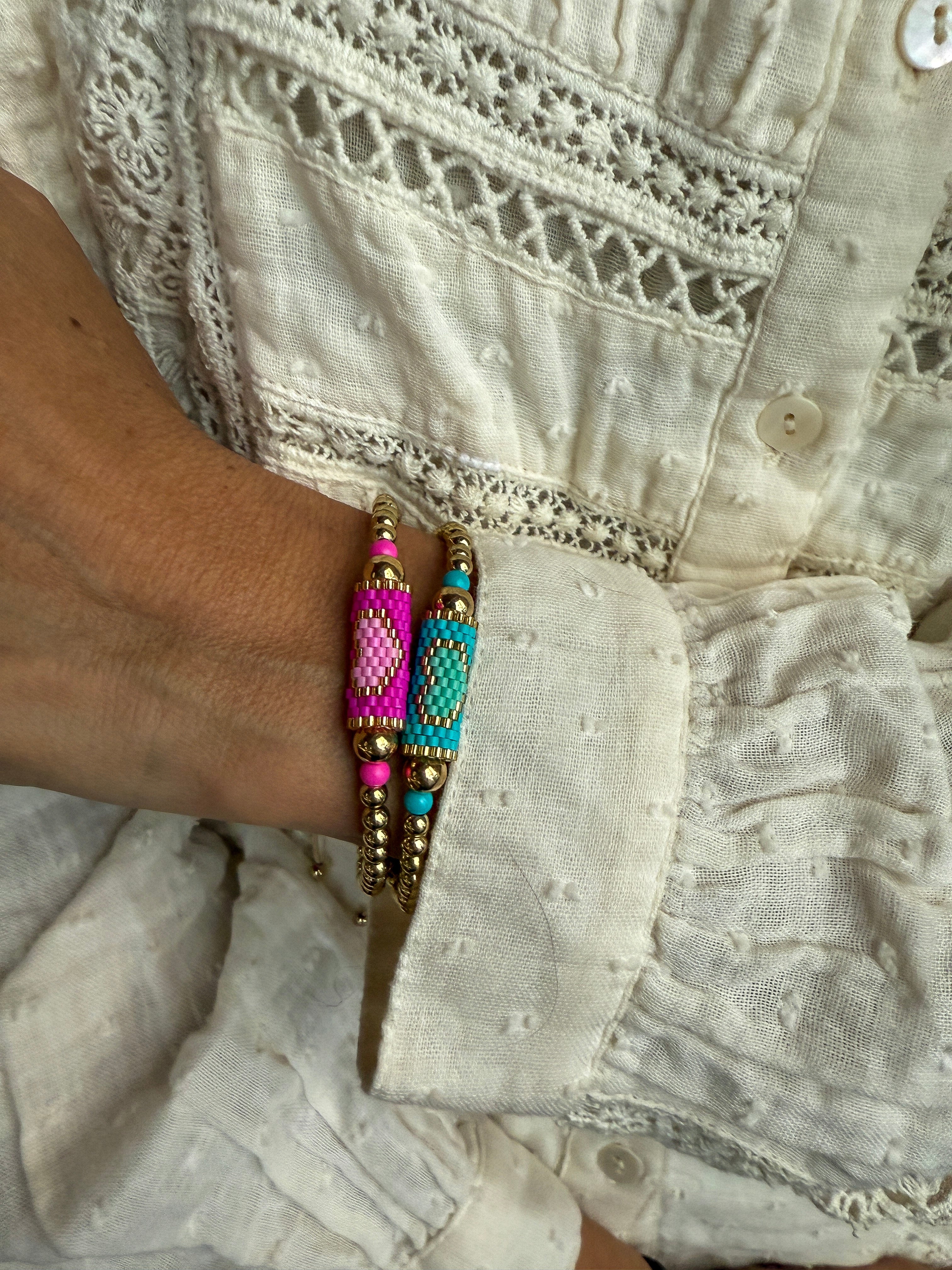Boho Heart Seed Bracelet | Pink