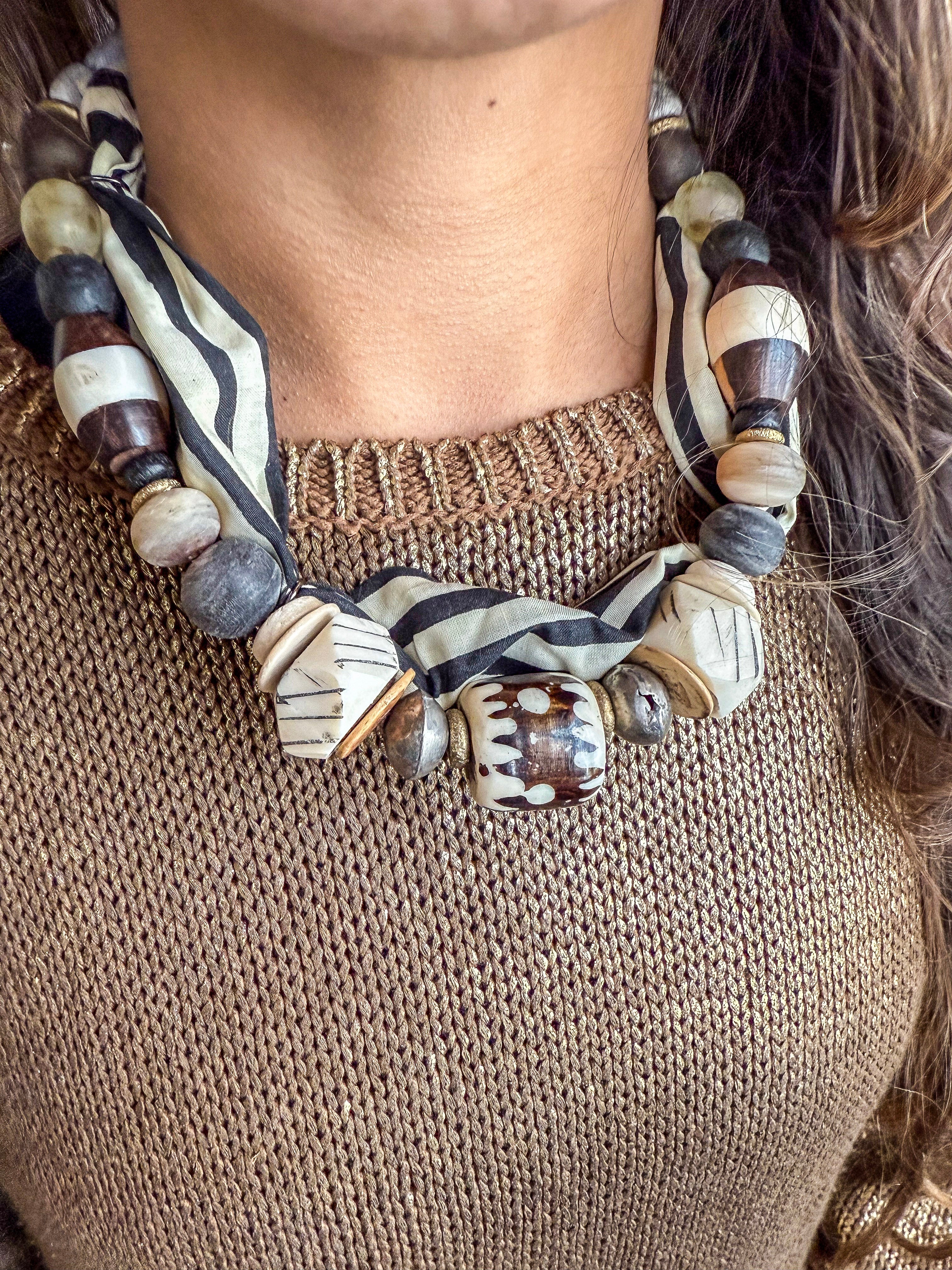 Beaded Bandana Necklace | Slate