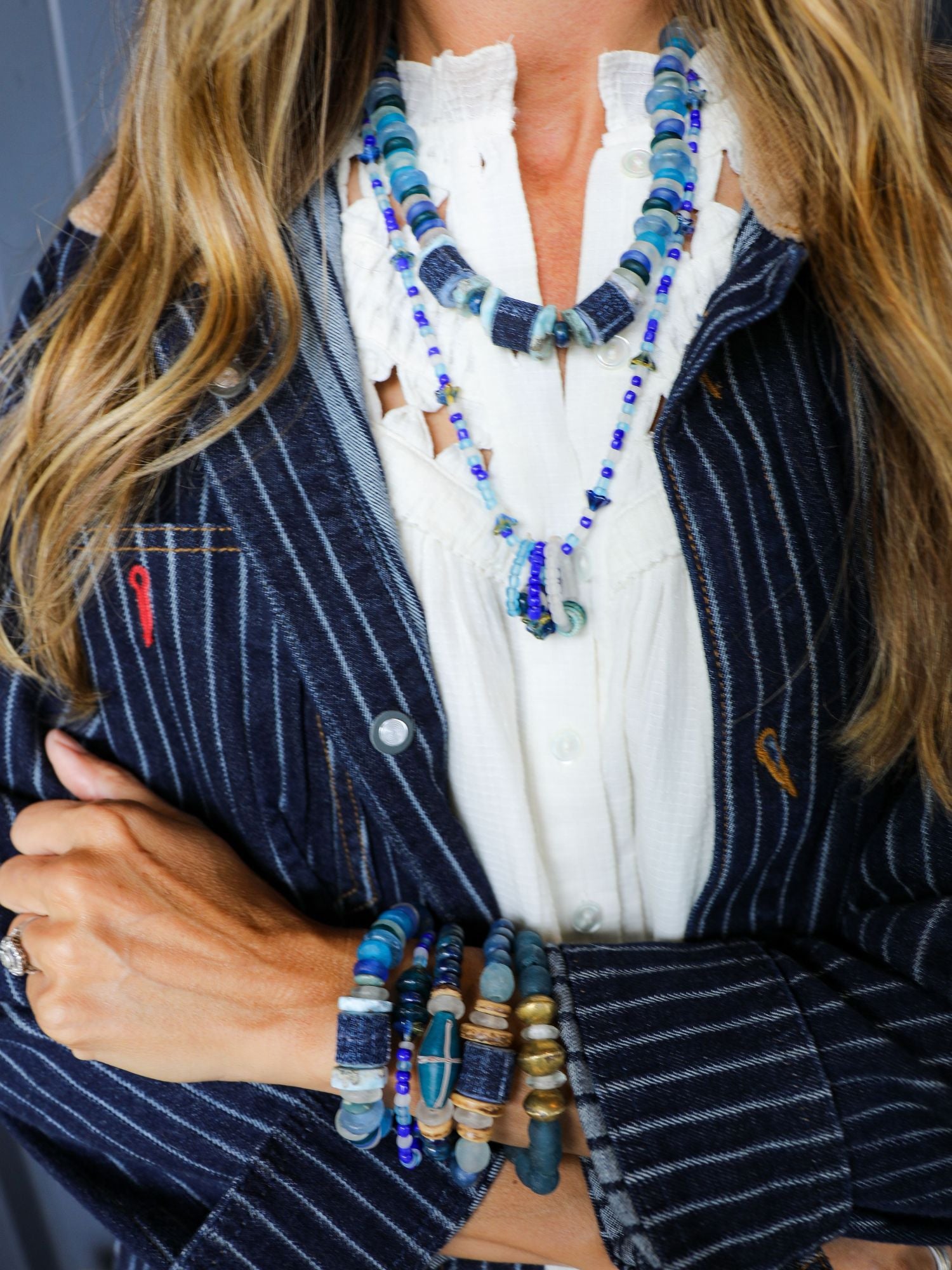 Intricate Stack Bracelet | Glass Denim