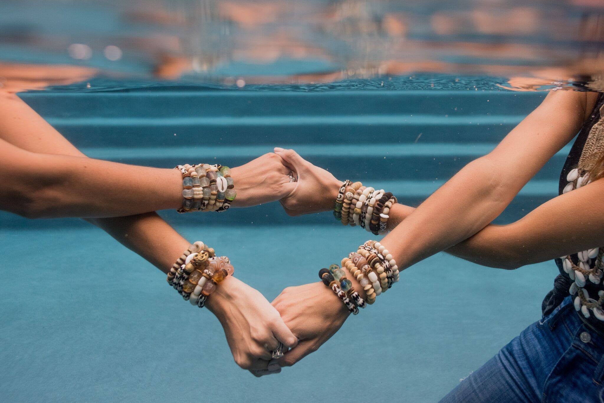 Trio Stack Bracelet Set | Black + Camel