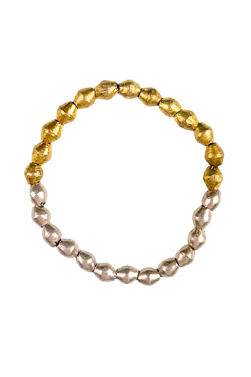 Metal Single Stack Bracelet | Silver + Gold