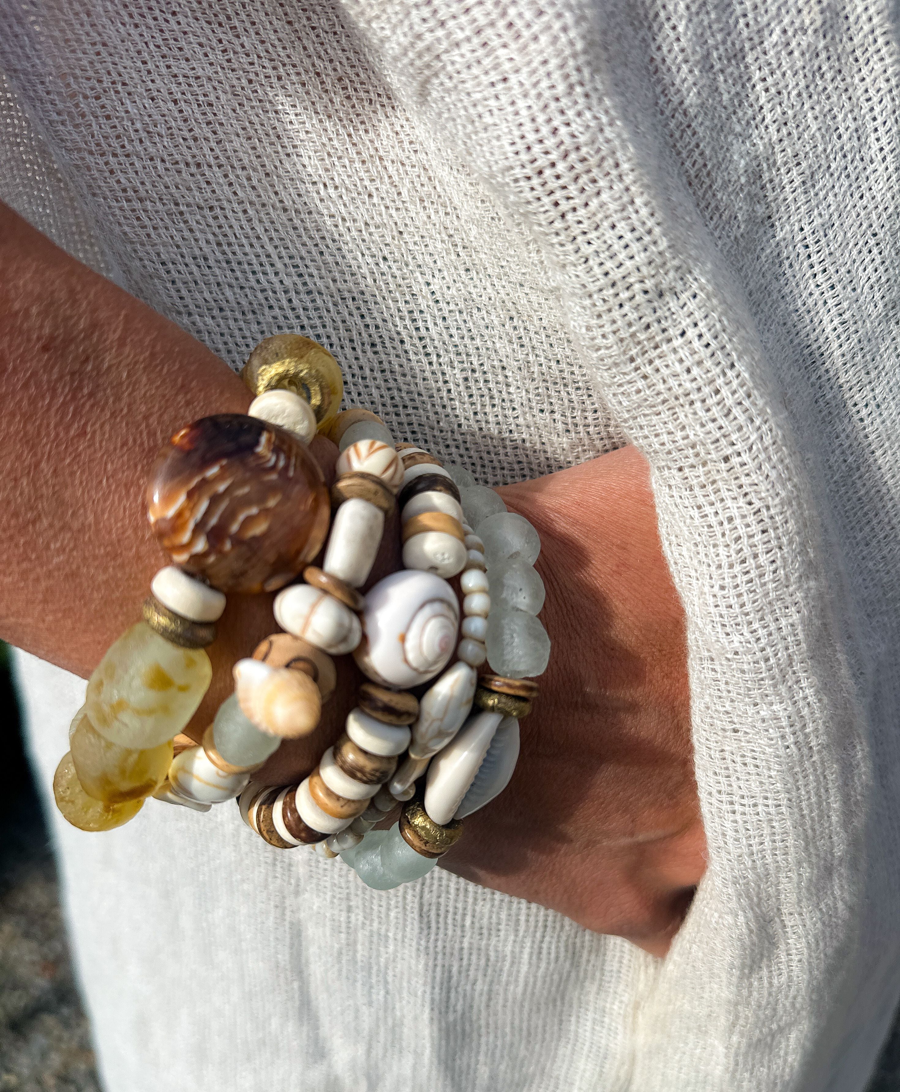 Intricate Stack Bracelet | Mist Cowrie