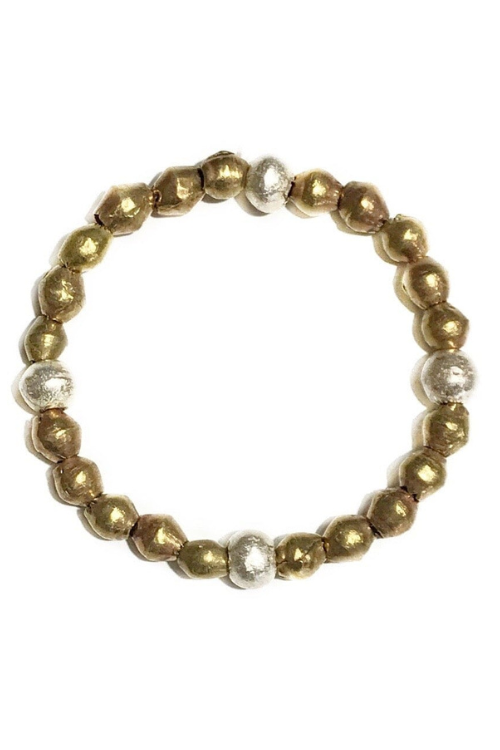 Metal Single Stack Bracelet | Gold + Silver Ball