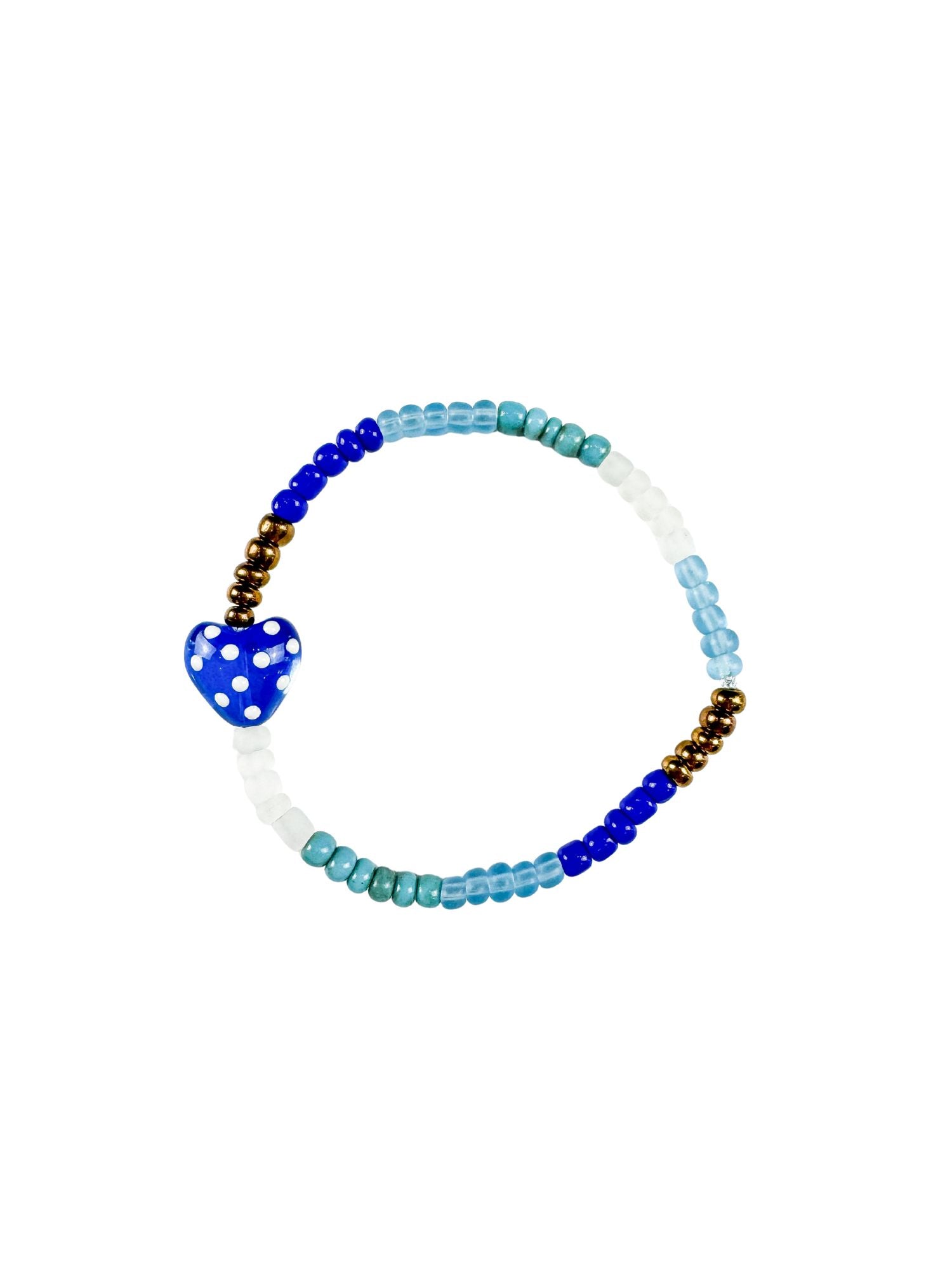 Seed Heart Bracelet | Mixed Blue