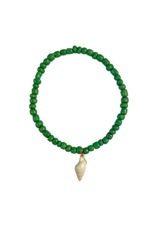 Simple Seed Bracelet | Green Shell