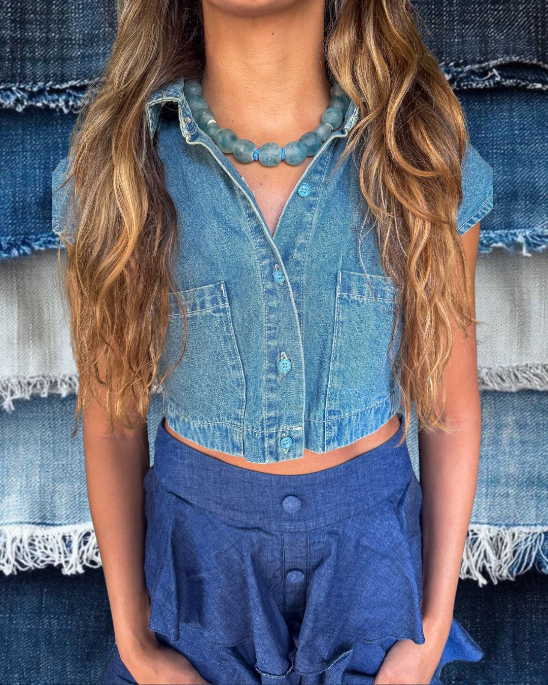 Classic Glass Necklace | Denim
