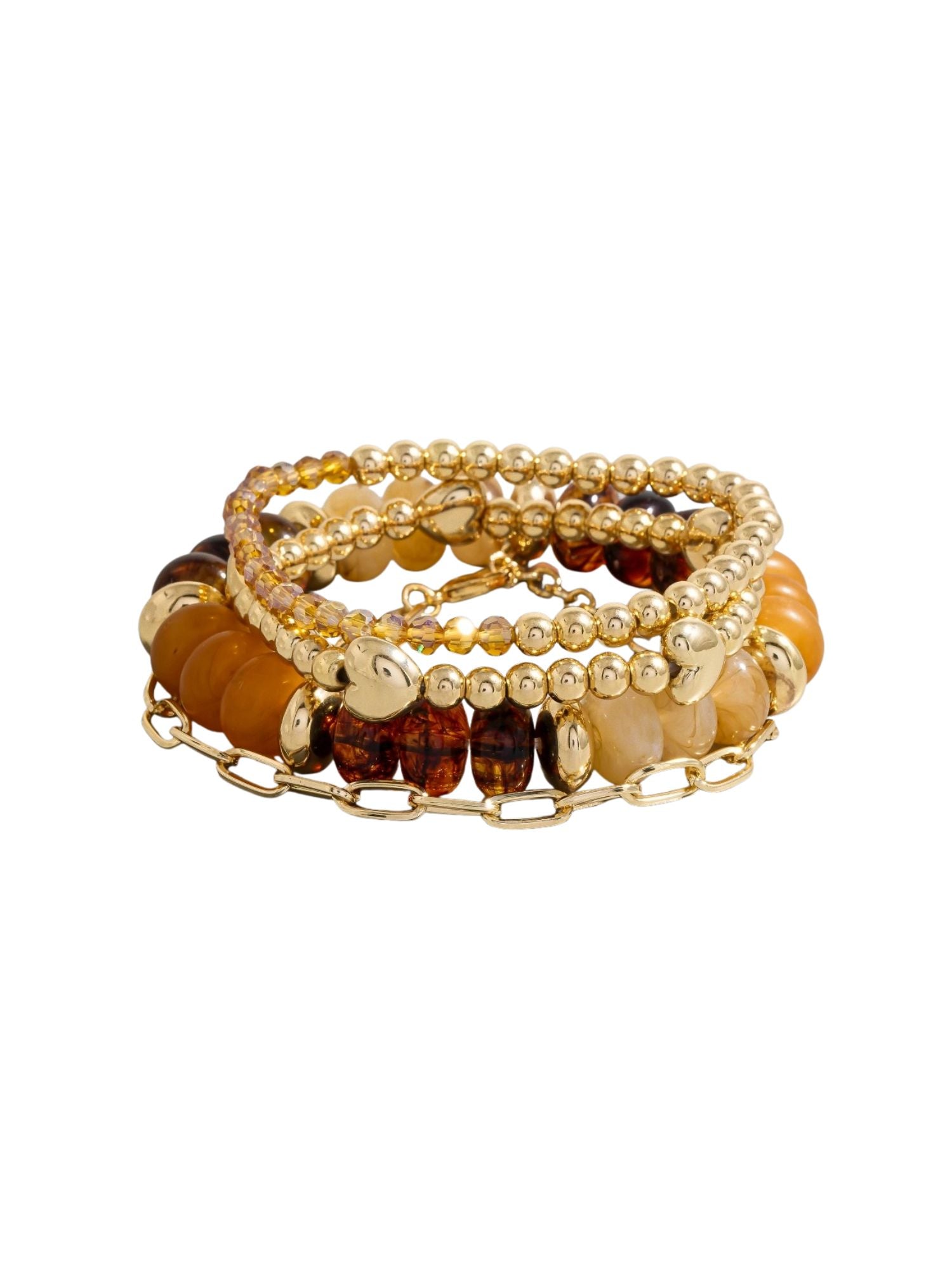 Beaded Chain Bracelet Set | Brown