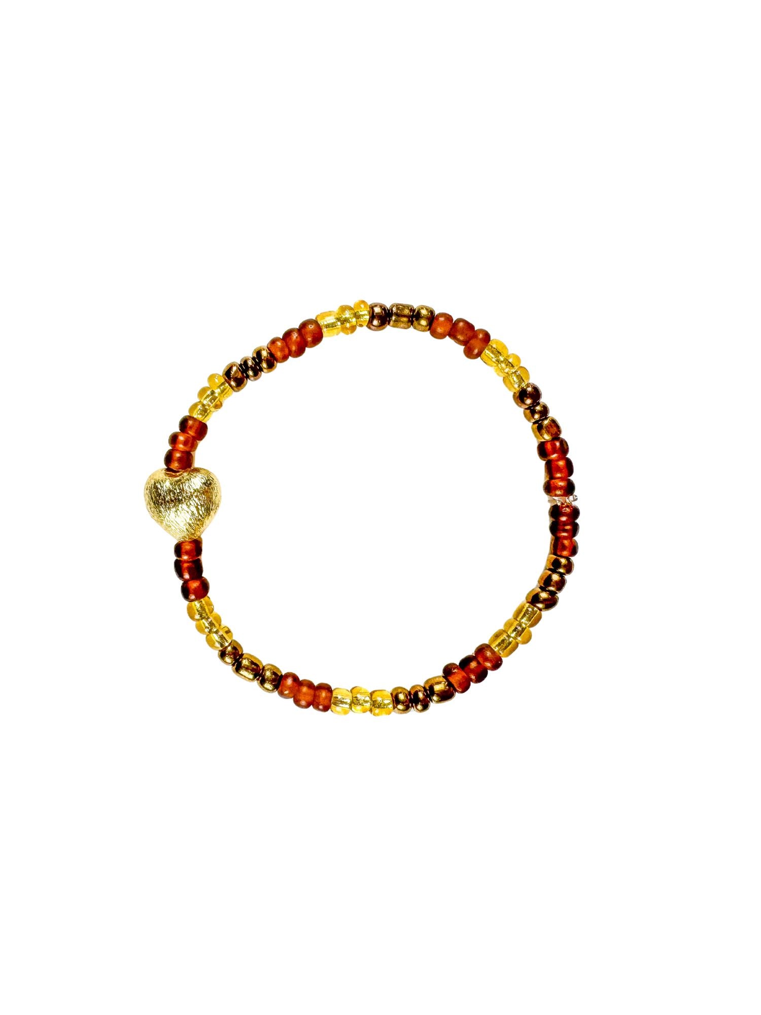 Seed Heart Bracelet | Gold + Brown