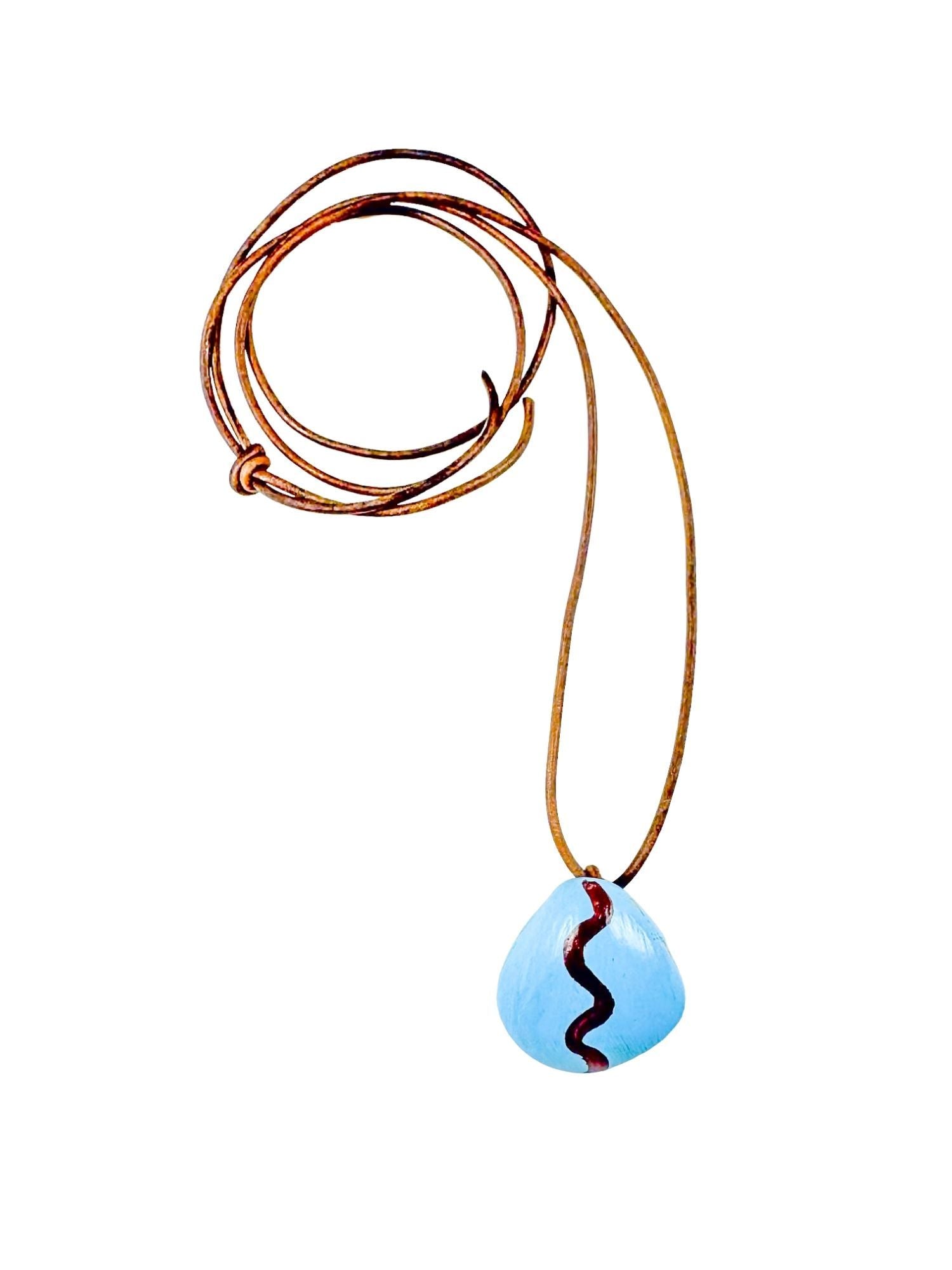 Cord Pendant Necklace | Light Blue Shell | Final Sale