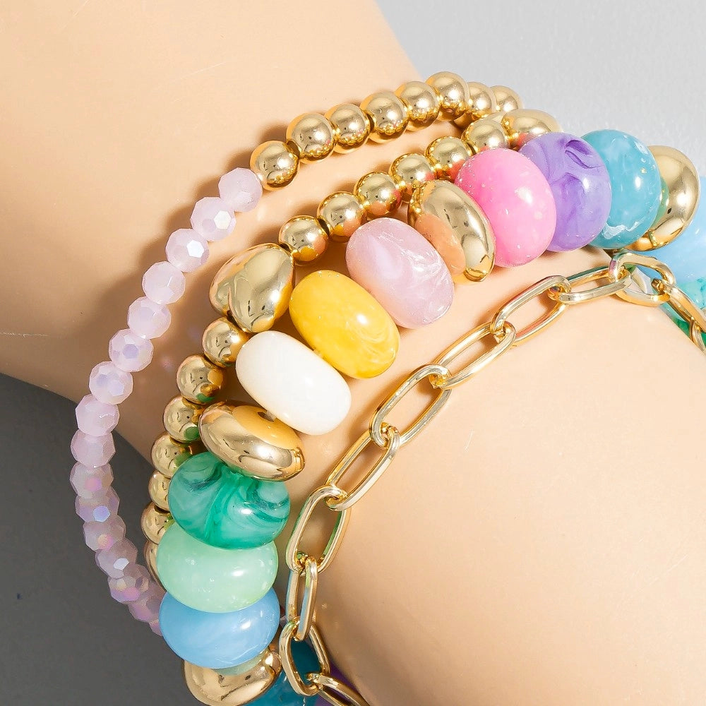 Beaded Chain Bracelet Set | Multi
