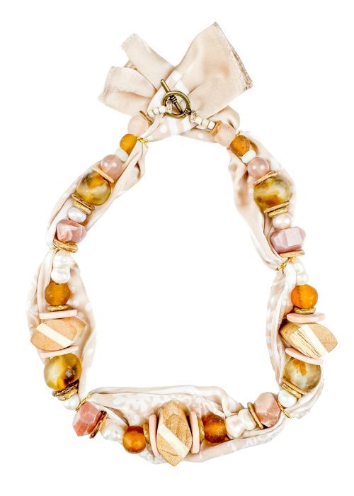 Beaded Bandana Necklace | Pearl