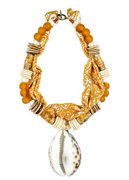 Beaded Bandana Necklace | Shell