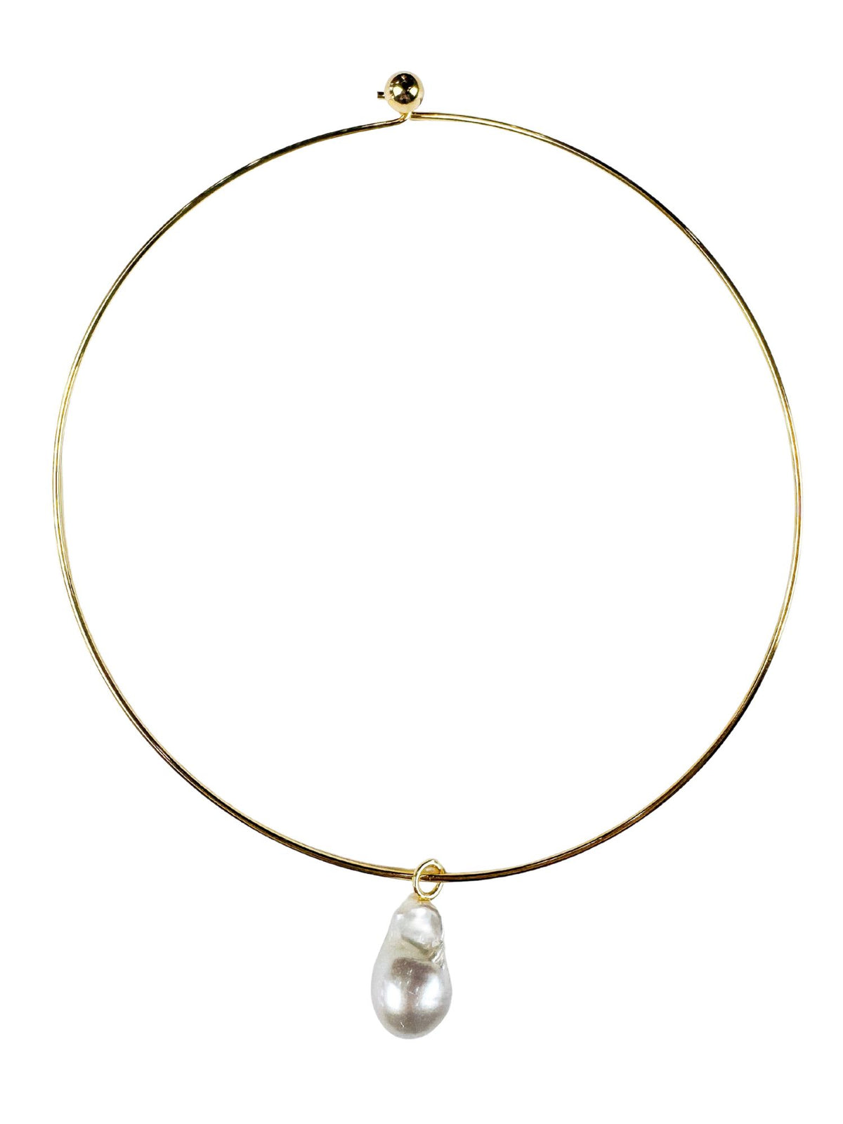 Gold Pendant Choker | Pearl
