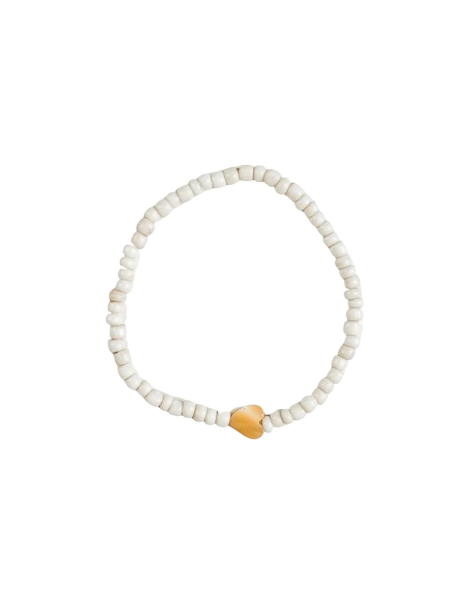 Simple Seed Bracelet | White Heart