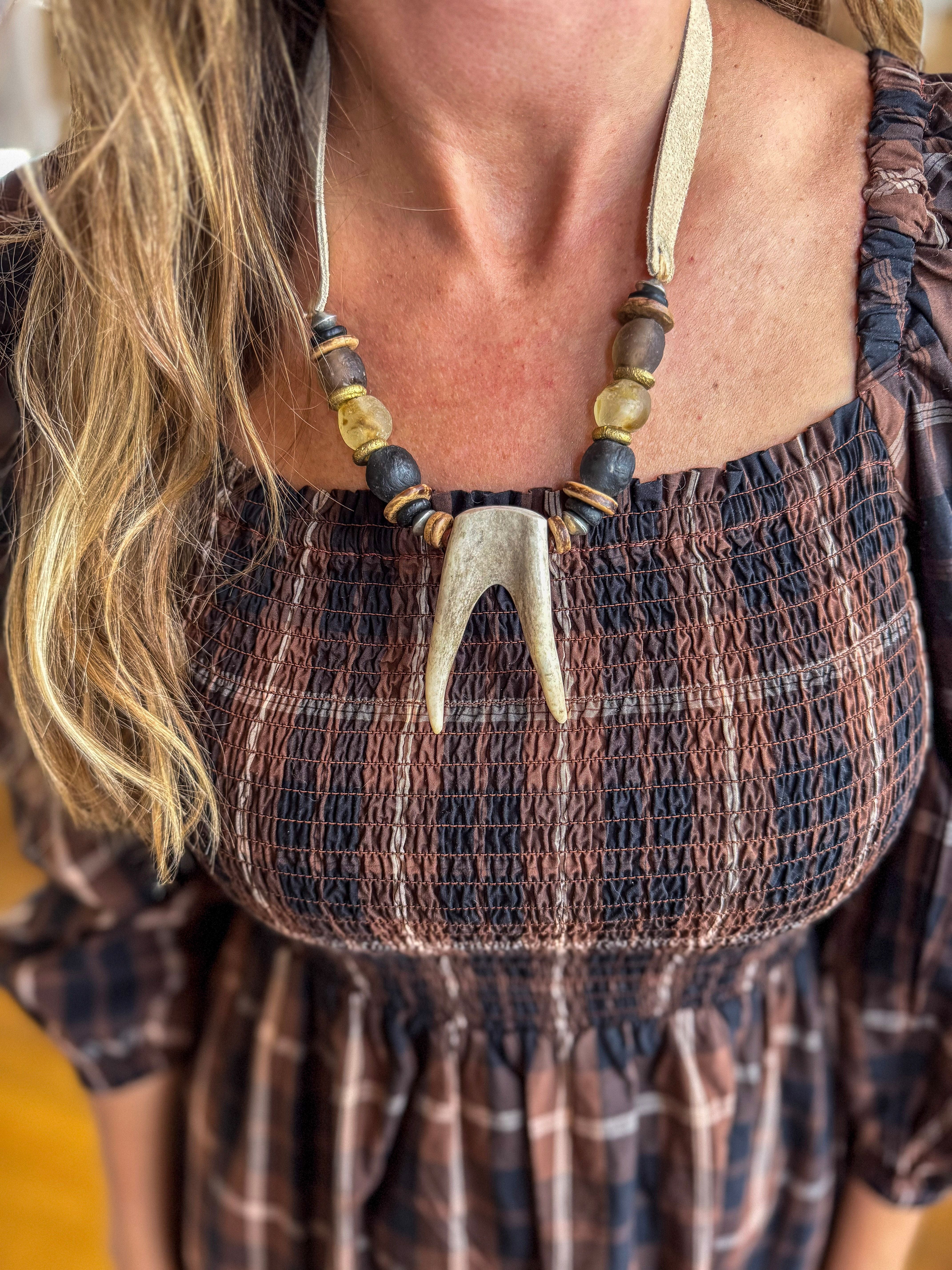 Slim Antler Necklace | Slate