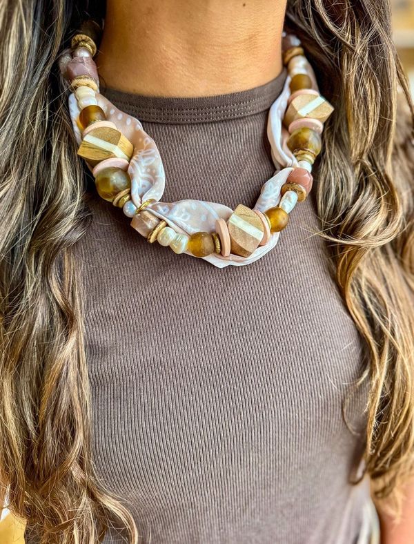 Beaded Bandana Necklace | Pearl