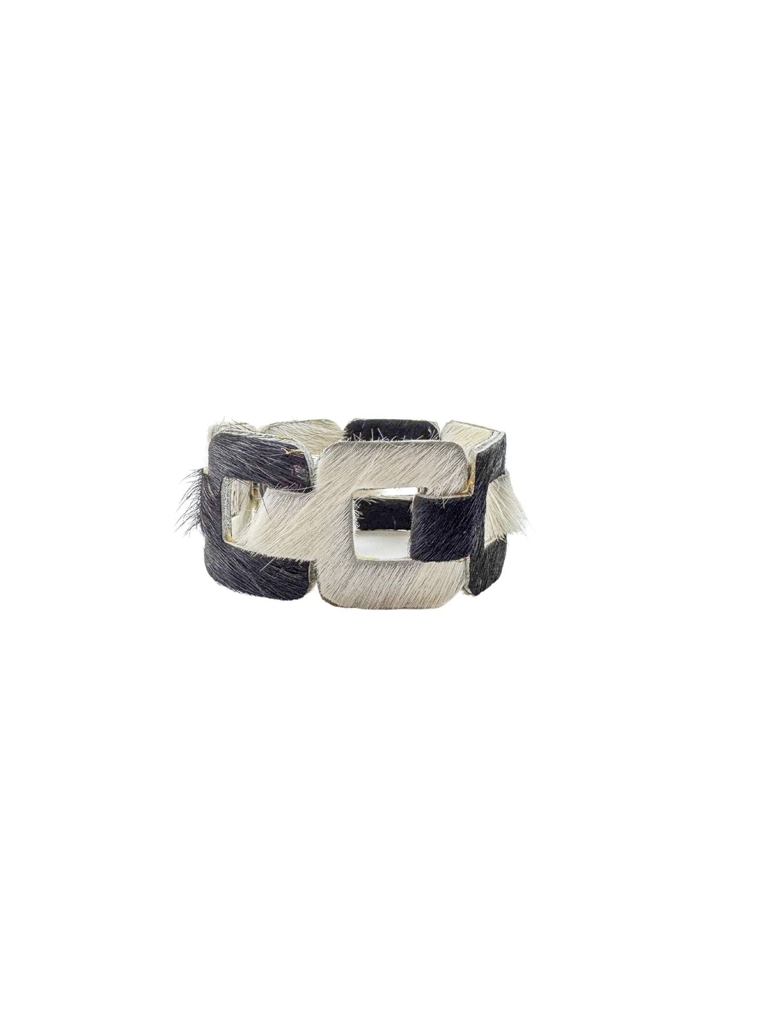 Blocked Horse Hair Bracelet | Black + White