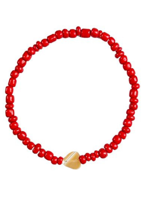 Simple Seed Bracelet | Red Heart