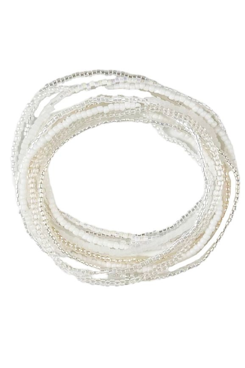 Thin Seed Bracelet Set | White