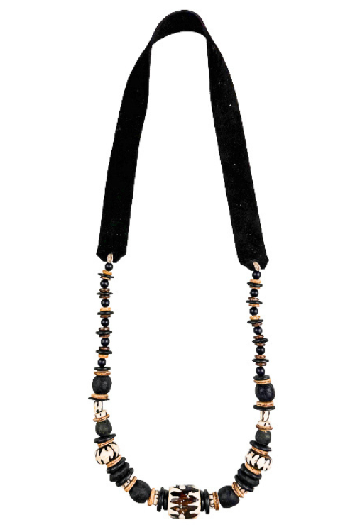 Long Classic Necklace | Black Batik