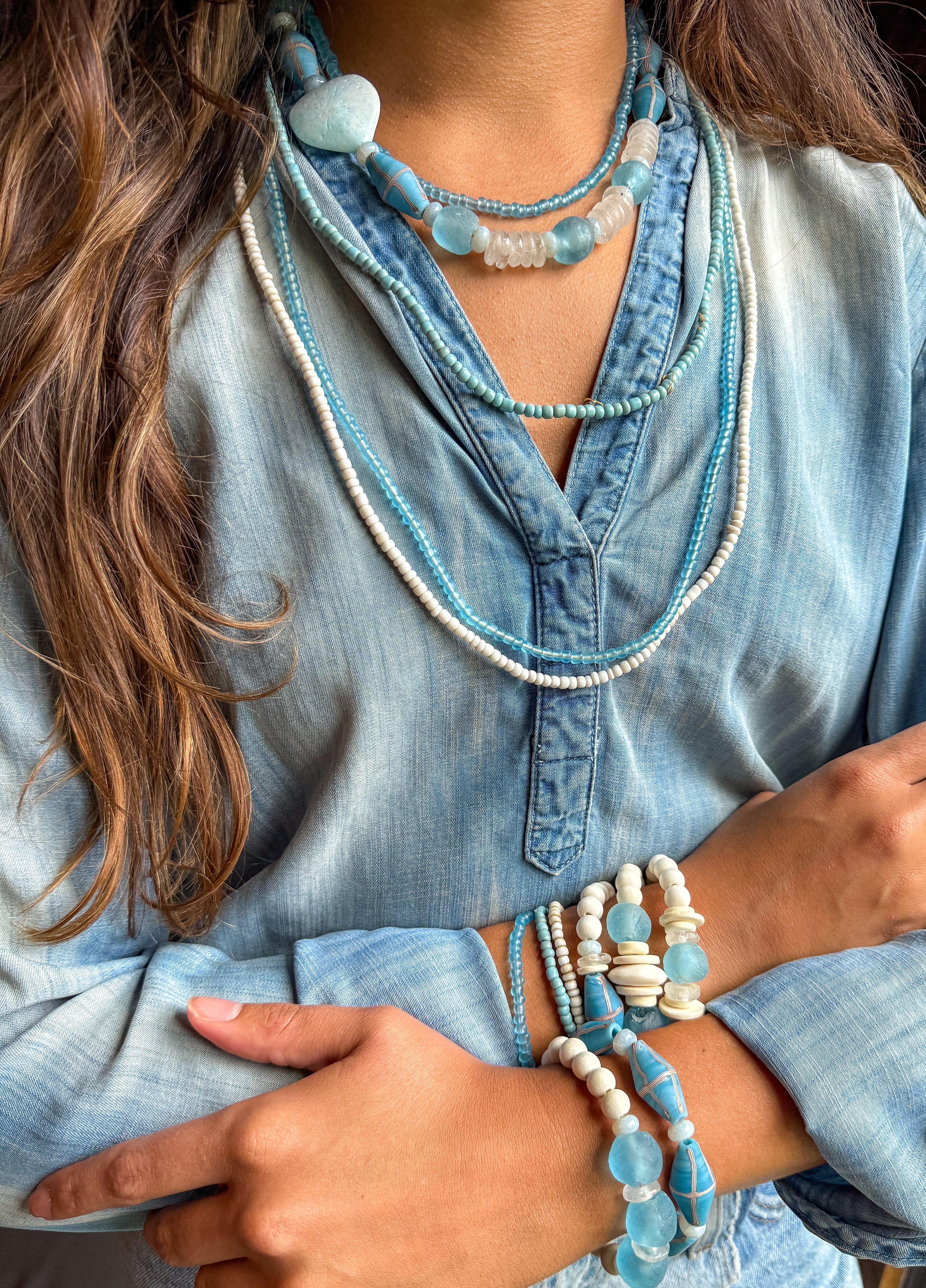 Intricate Stack Bracelet | Carolina Blue