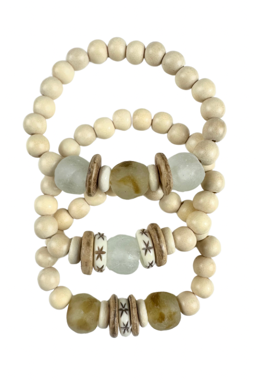 Trio Stack Bracelet Set | Camel + Mist
