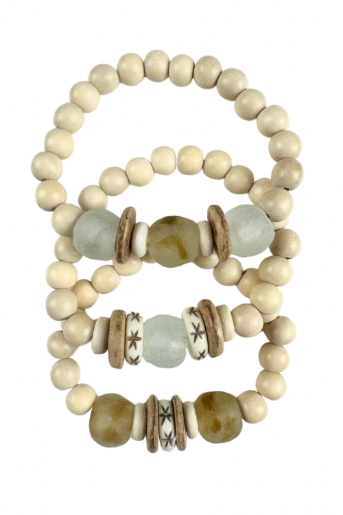 Trio Stack Bracelet Set | Cream + Camel