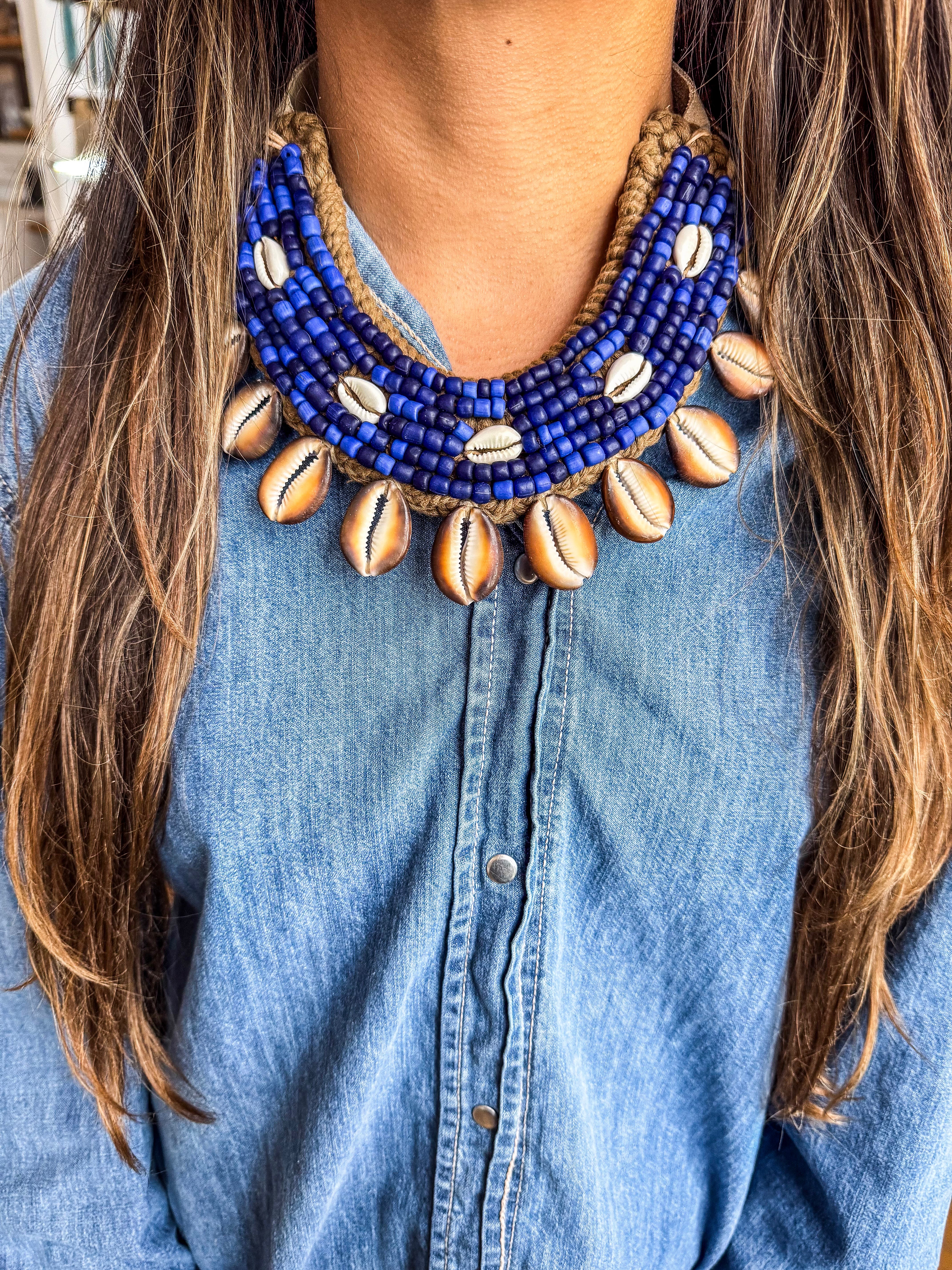 Cowrie Collar Necklace | Indigo Range