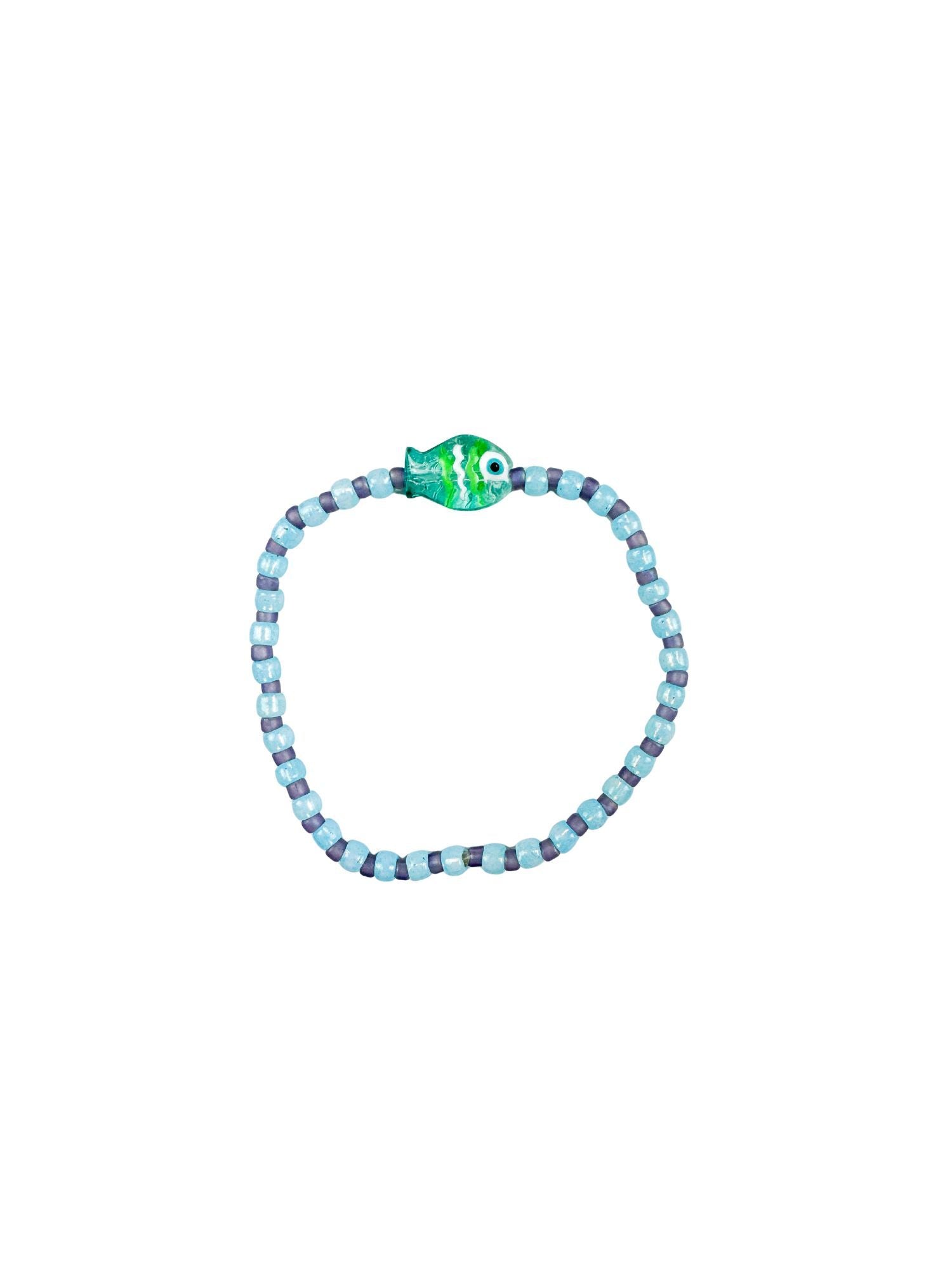 Simple Seed Bracelet | Light Aqua Fish