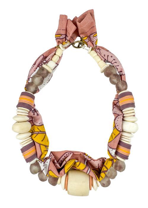 Beaded Bandana Necklace | Golden Blush