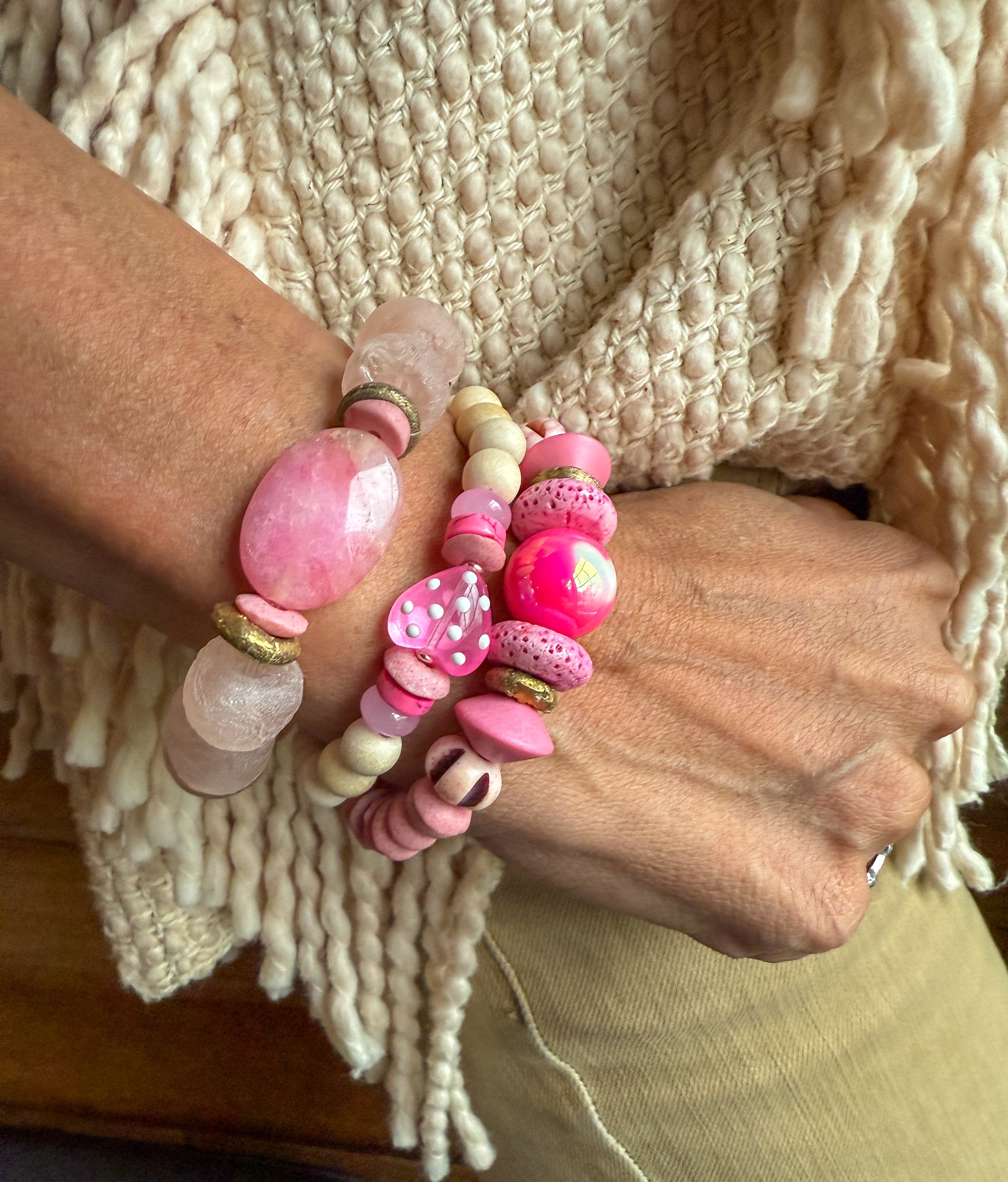 Single Stack Bracelet | Pink Heart