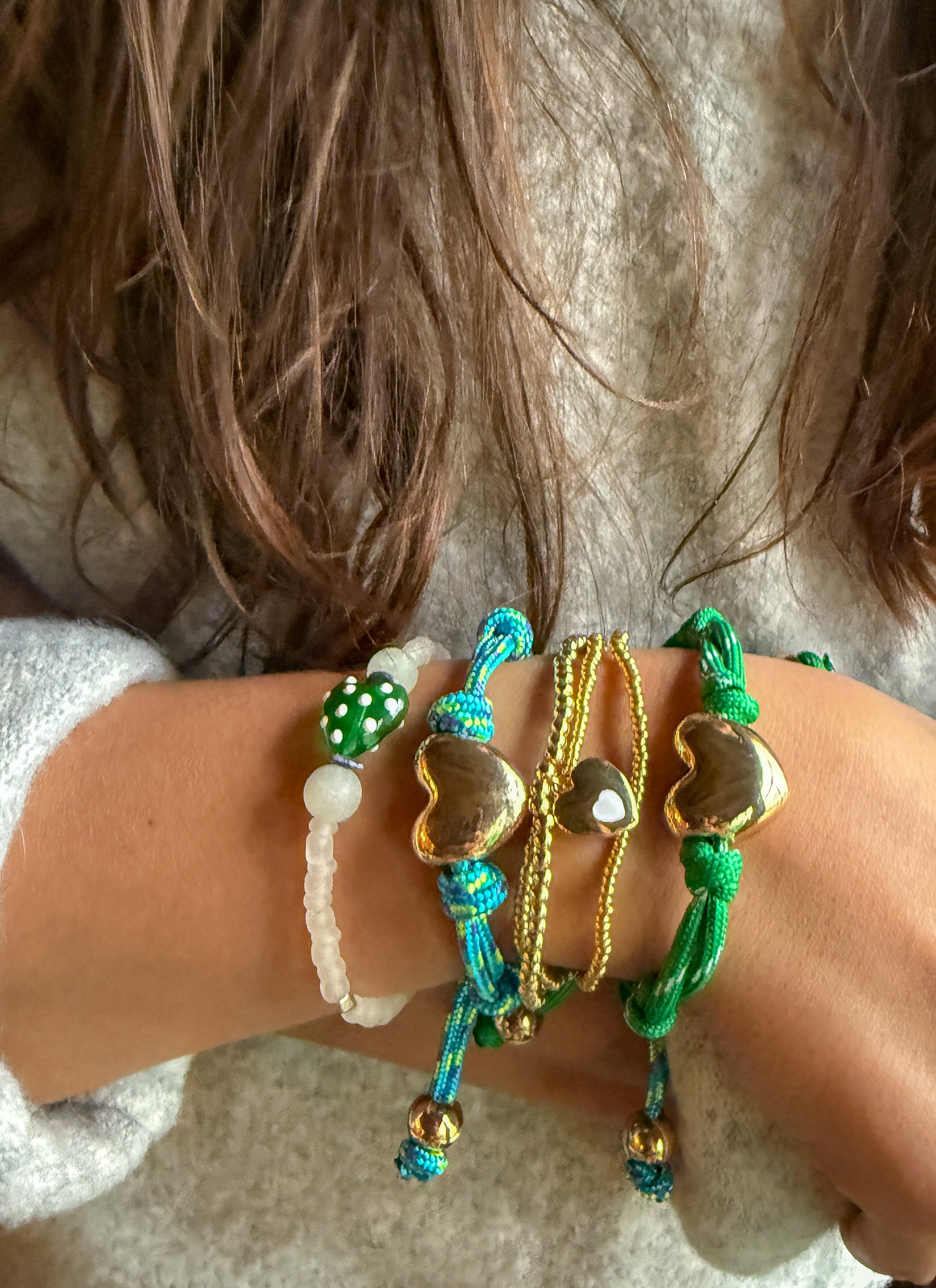 Beaded Heart Bracelet Set | Gold