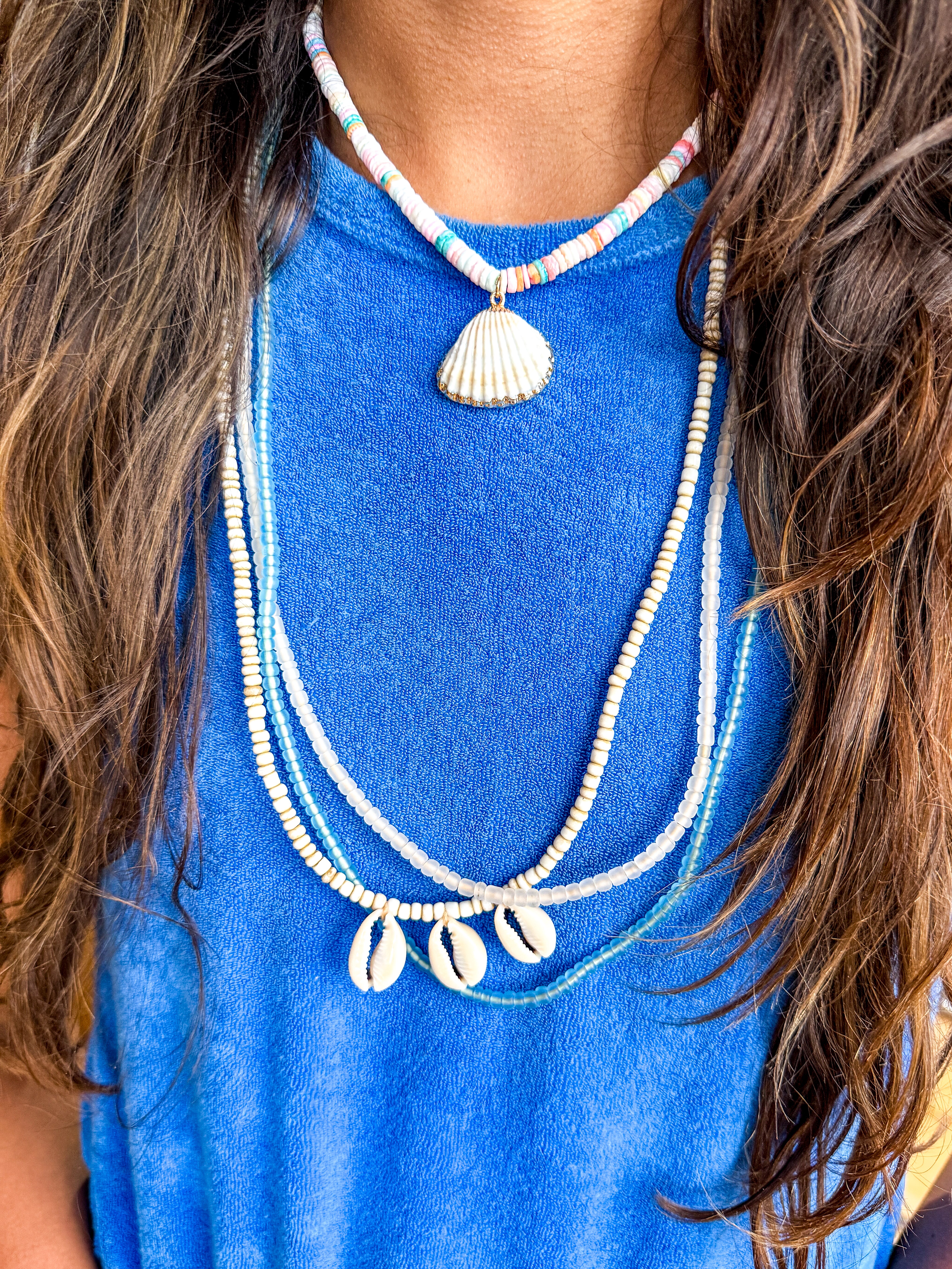 Layer Necklace Set | Aqua Cowrie