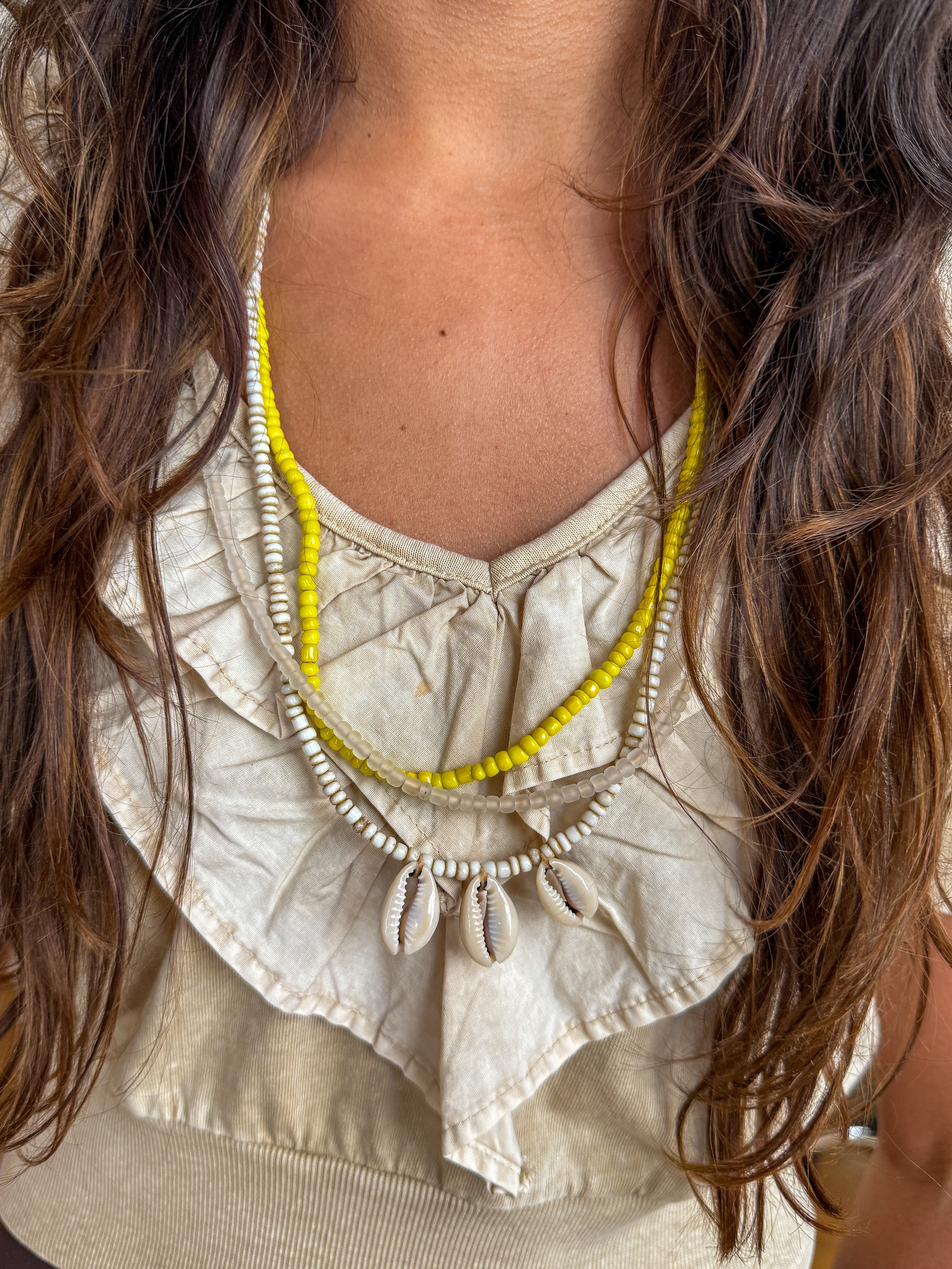 Layer Necklace Set | Yellow Cowrie