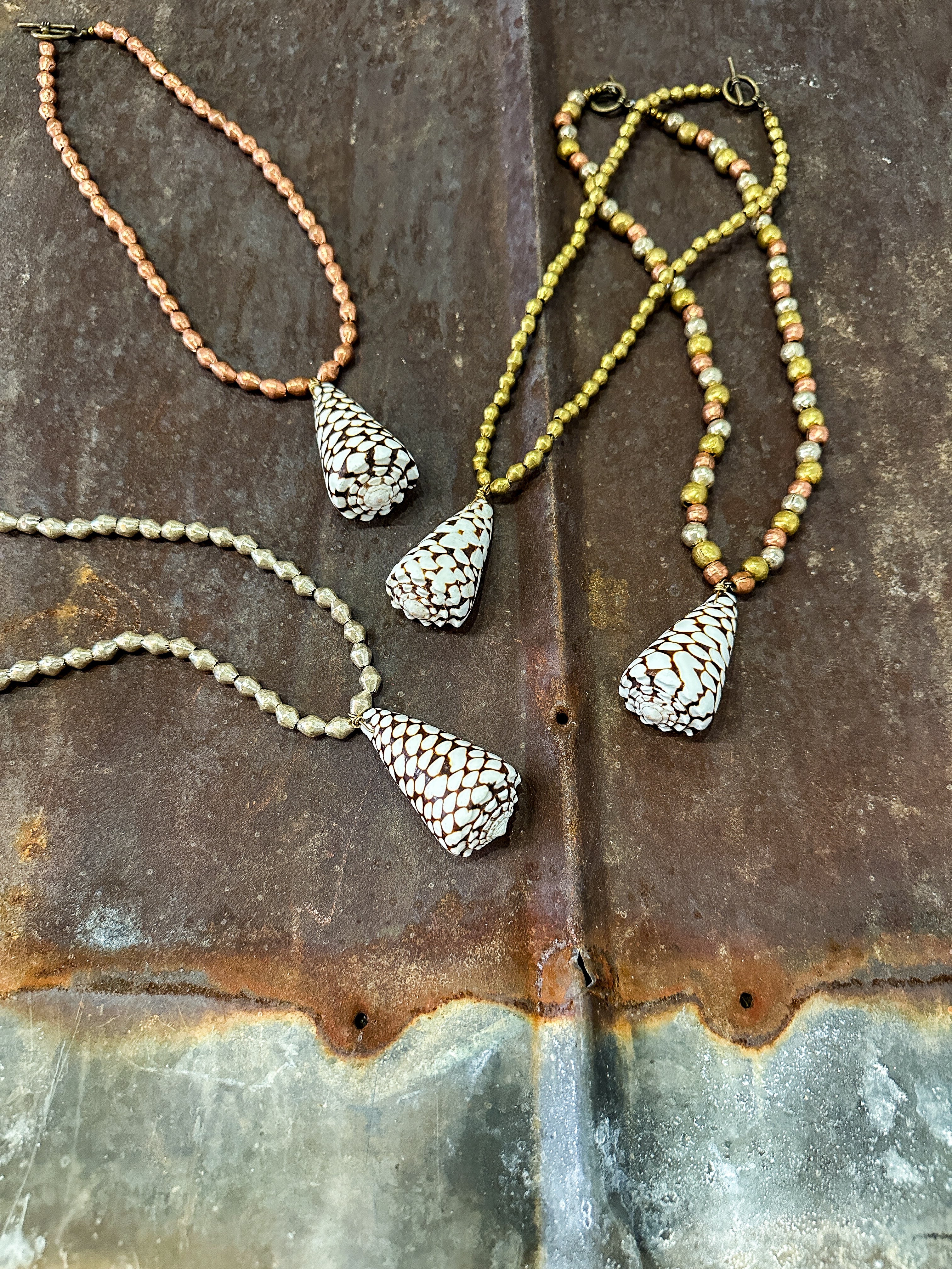 Metal Shell Necklace | Mixed Metal