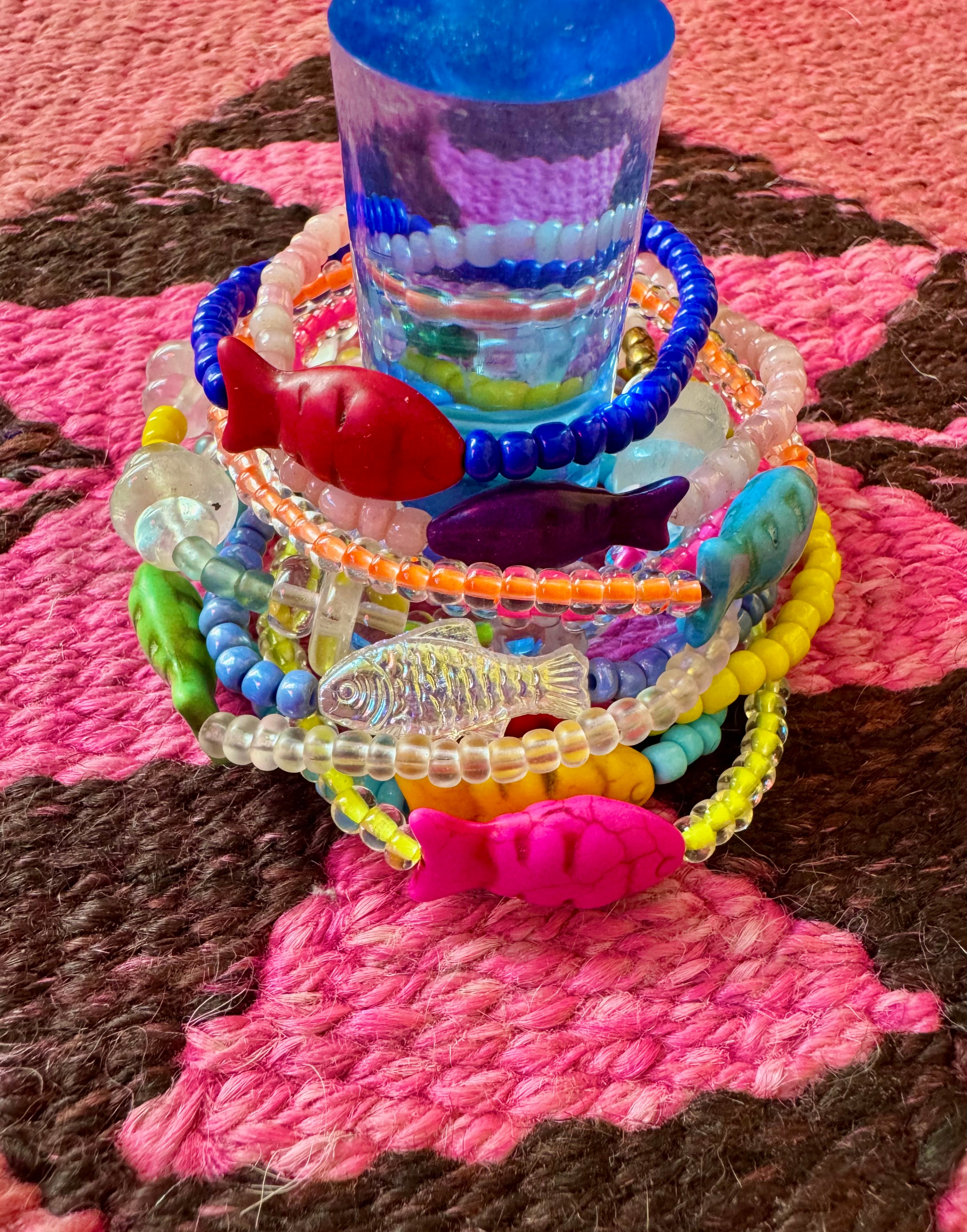 Simple Seed Bracelet | Electric Orange Fish