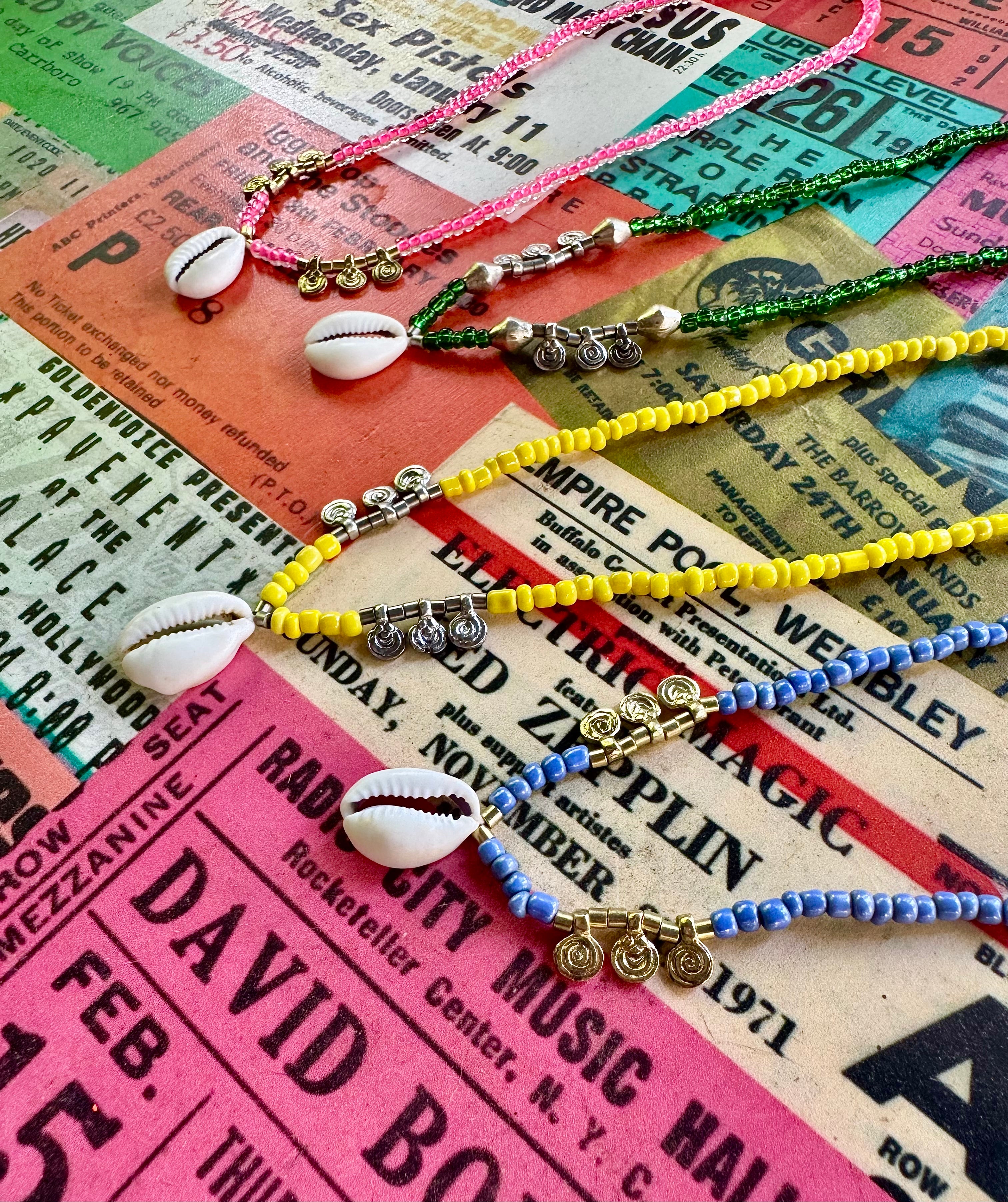 Seed Cowrie Necklace | Green