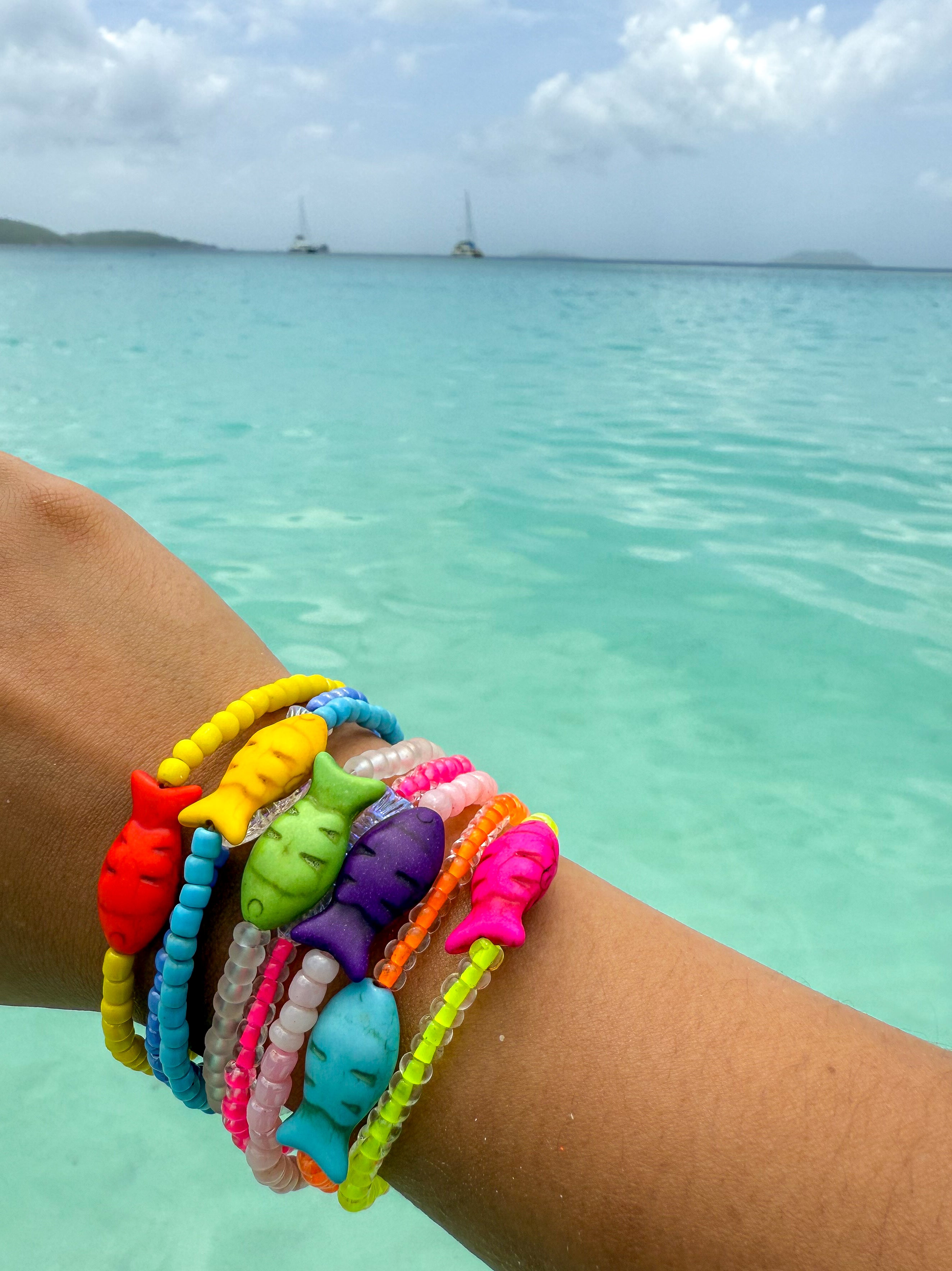 Simple Seed Bracelet | Blue Fish