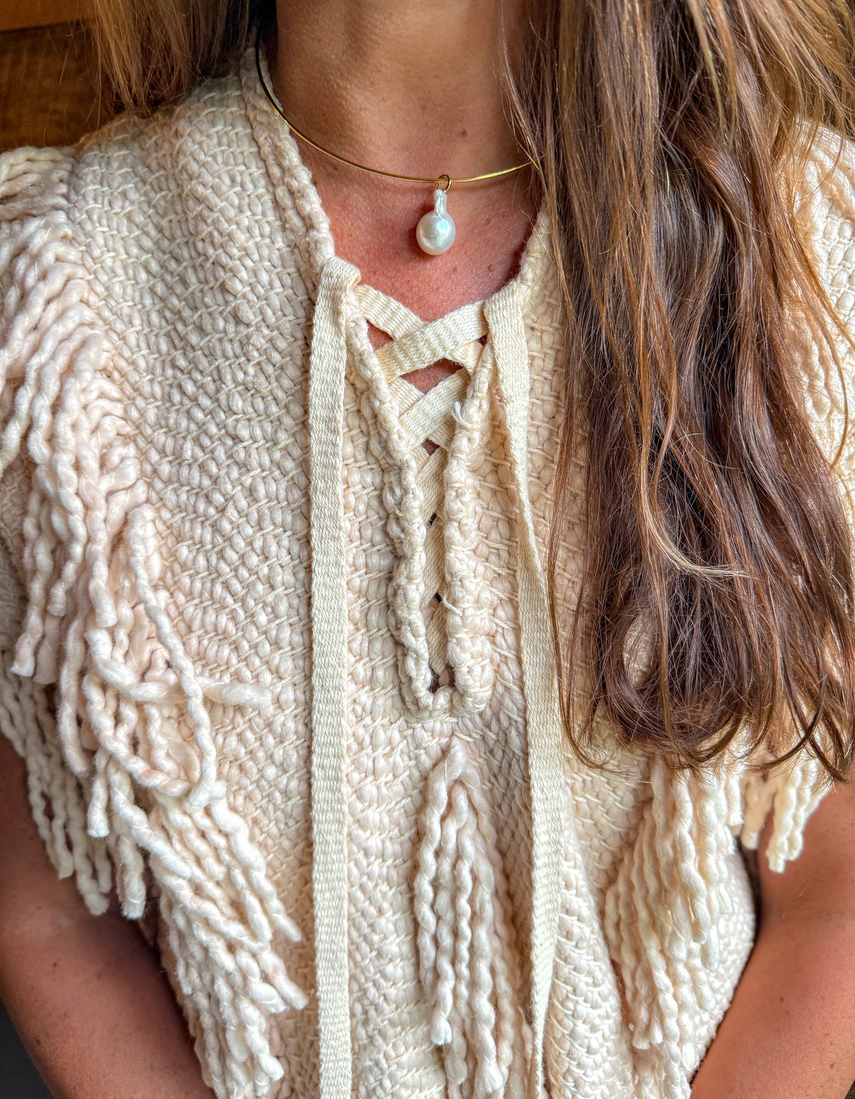 Gold Pendant Choker | Pearl