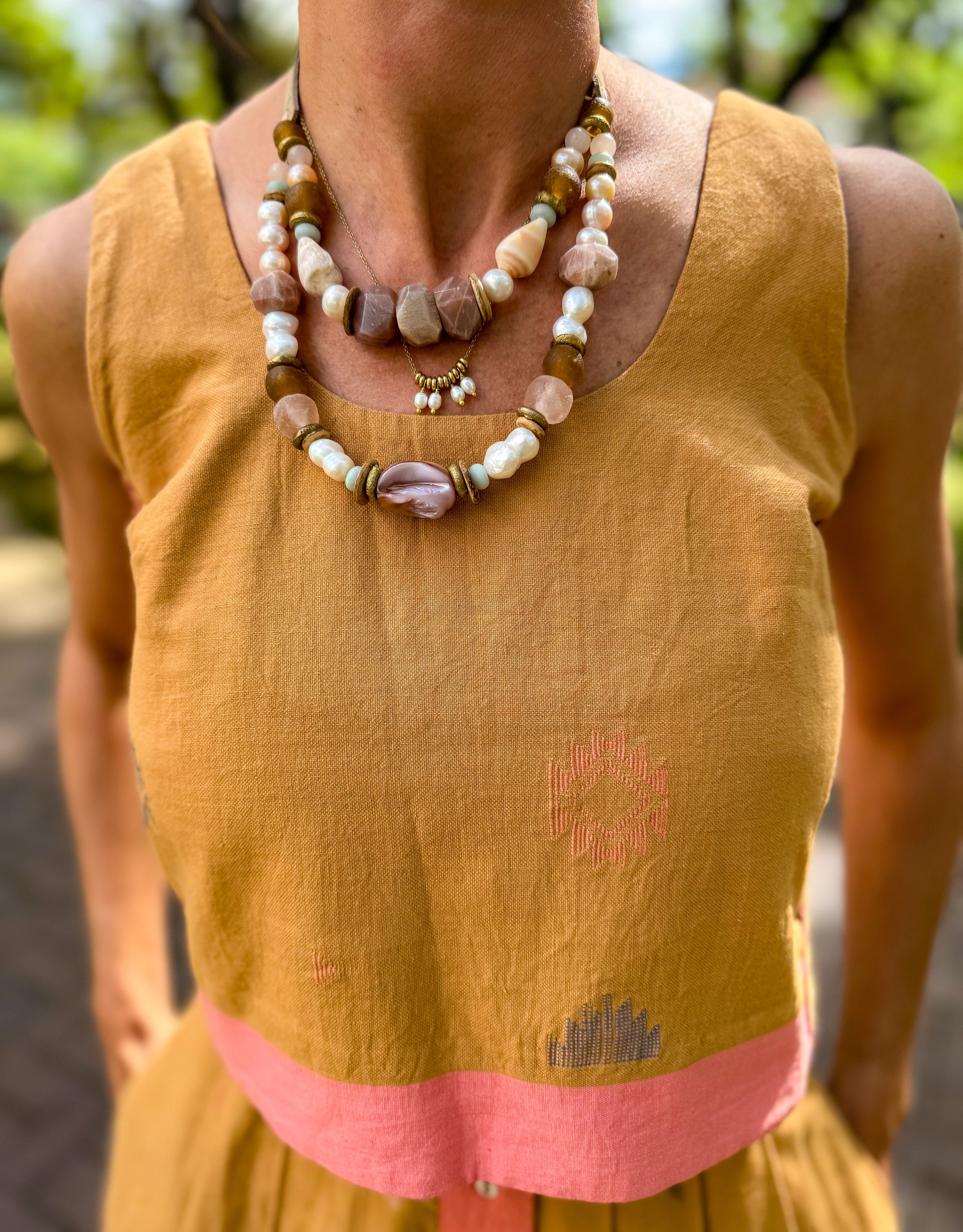 Slim Layered Classic Necklace | Pearl