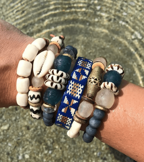 Cowrie Tribal Stack Bracelet | White