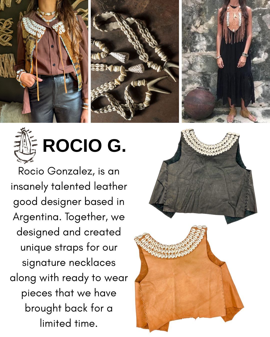 Rocio G Cowrie Vest | Leather Black
