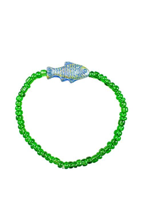 Simple Seed Bracelet | Green Fish
